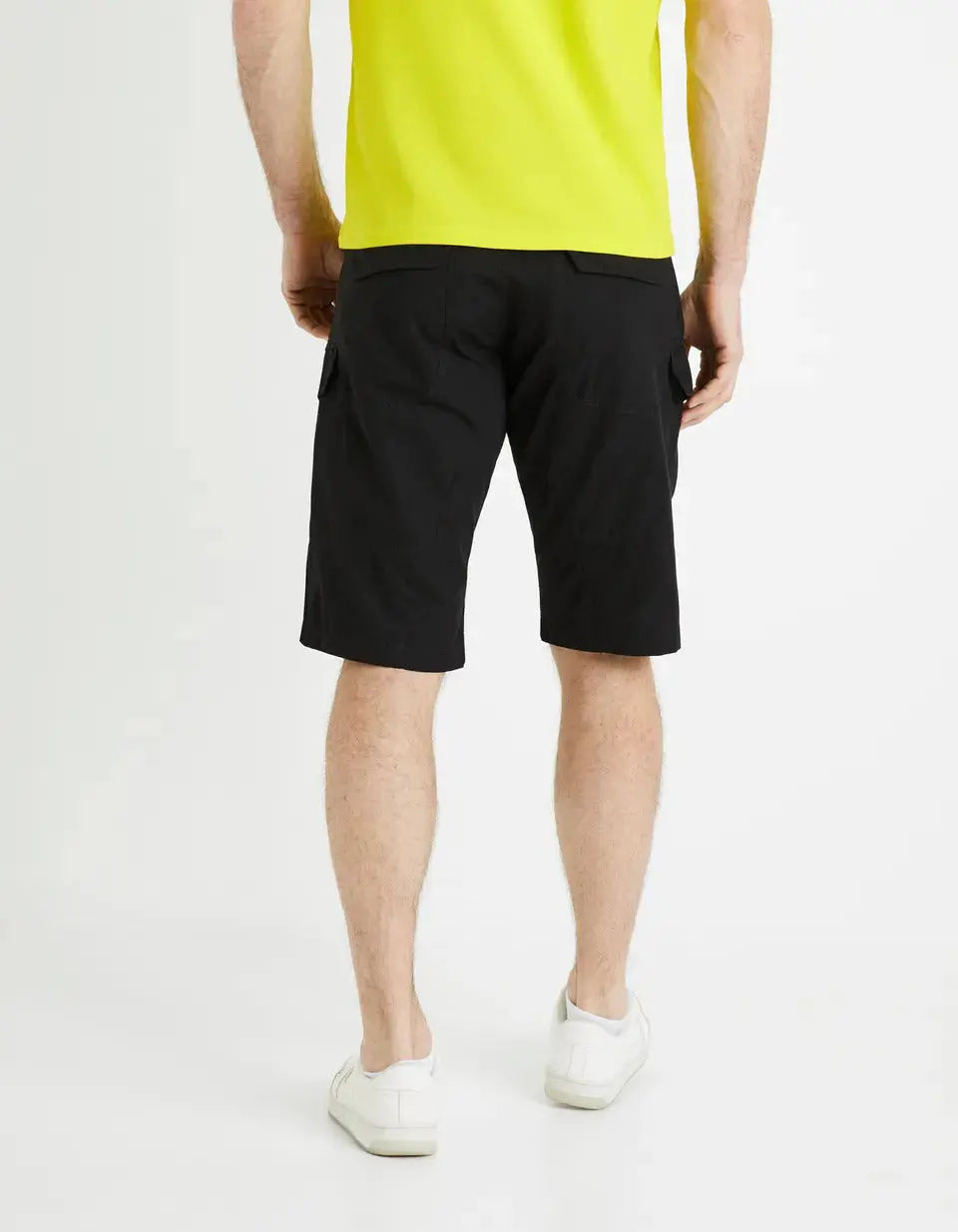 100% Cotton Cargo Shorts - Black - 03