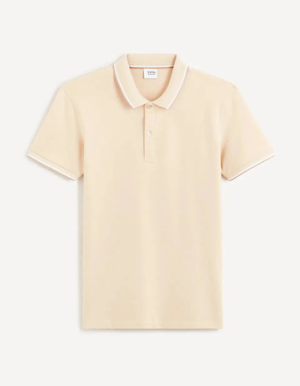 Cotton Elastane Piqué Polo Shirt - Beige - 03