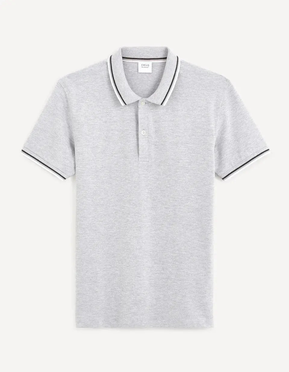 Cotton Elasthanne Piqué Polo Shirt - Gray - 03