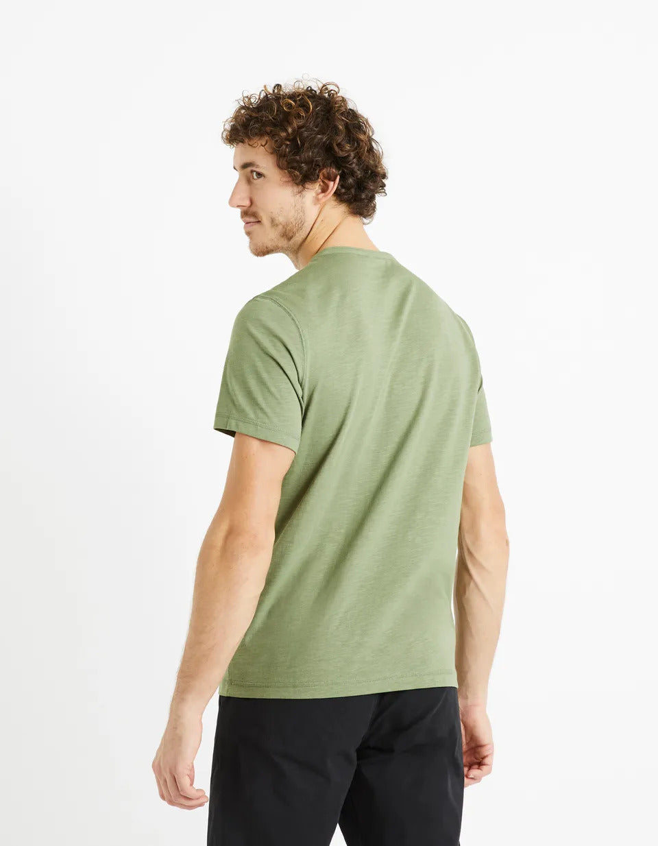 100% Cotton Henley Collar T-Shirt - Sage Green - 03