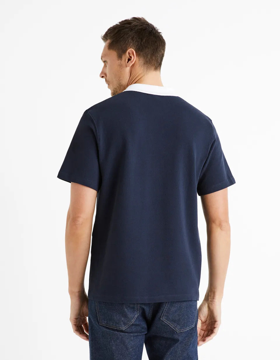 100% Cotton Piqué Polo Shirt - Navy - 02