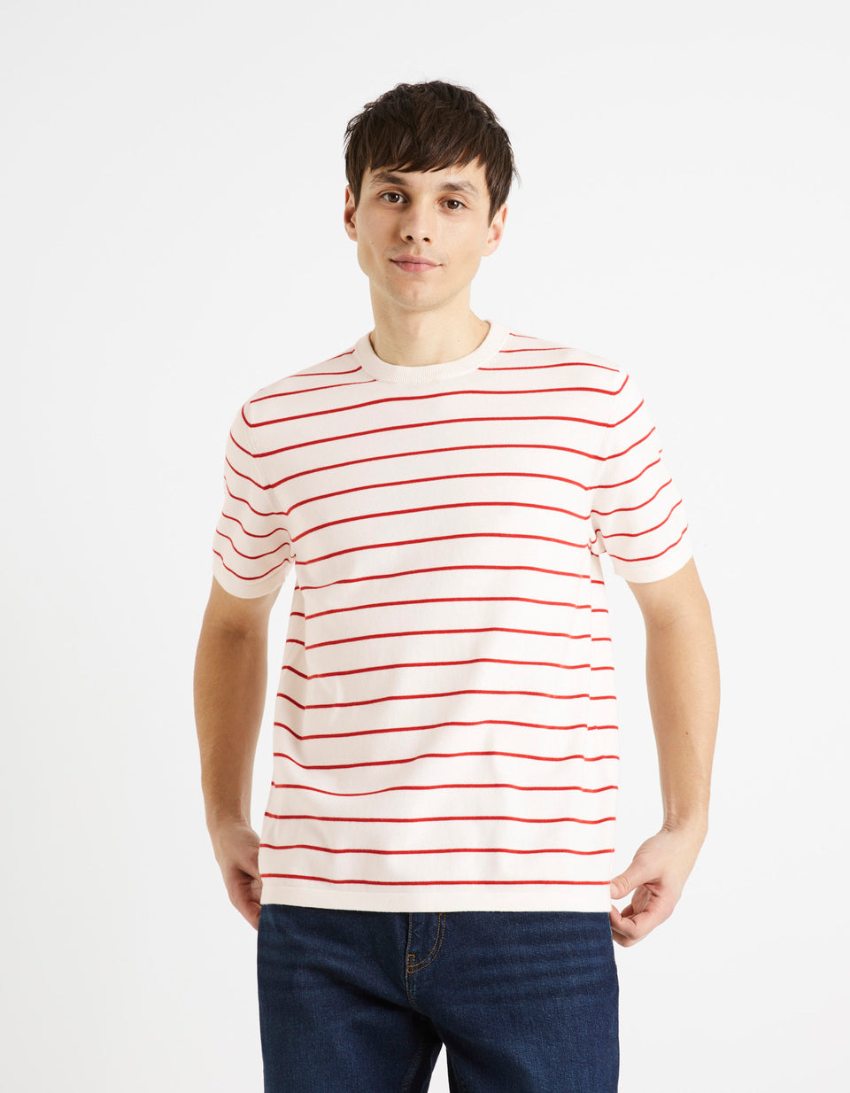 100% Cotton Round-Neck T-Shirt - Ecru - 01