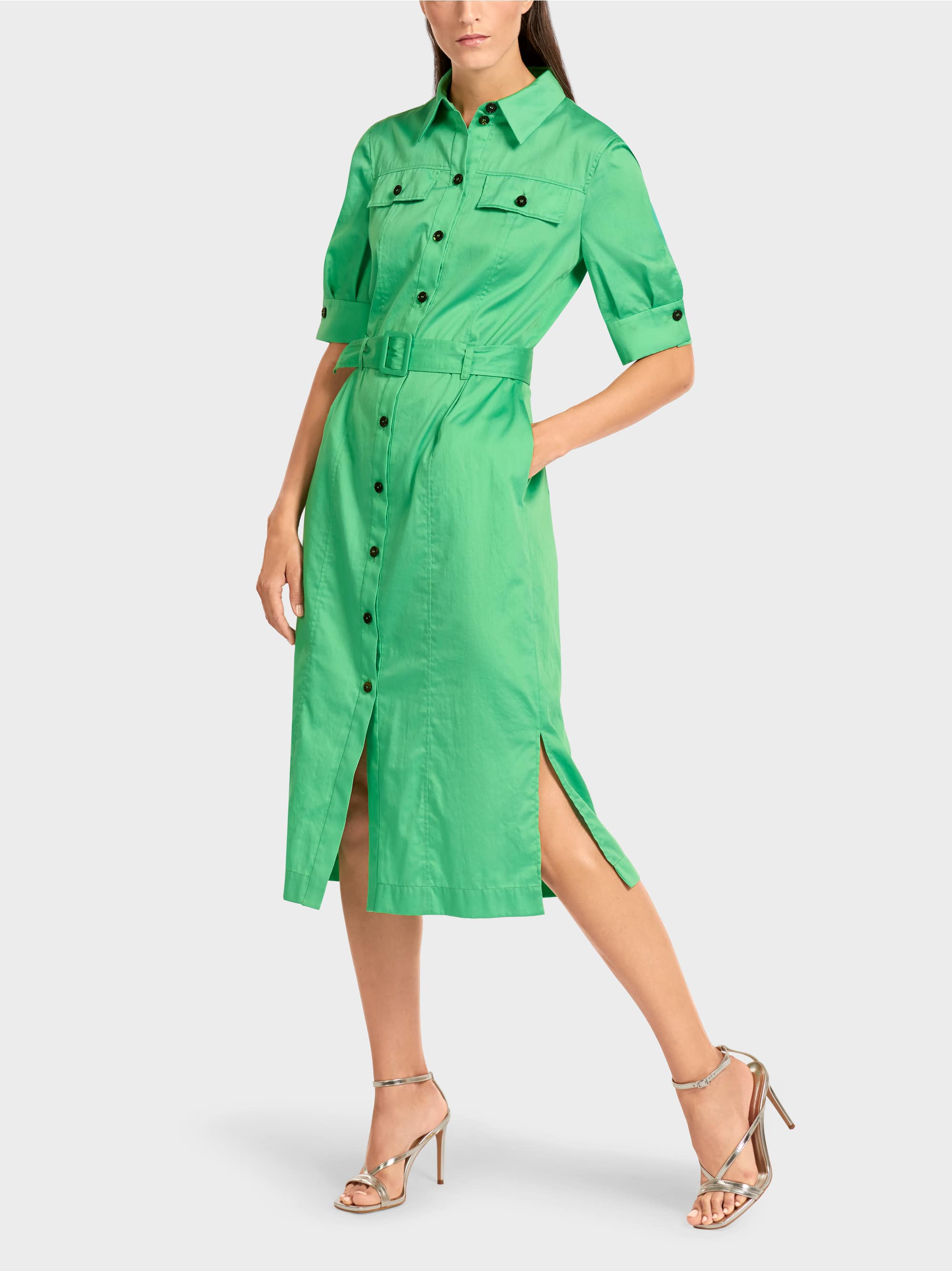 Feminine Shirt Dress With Belt - 05