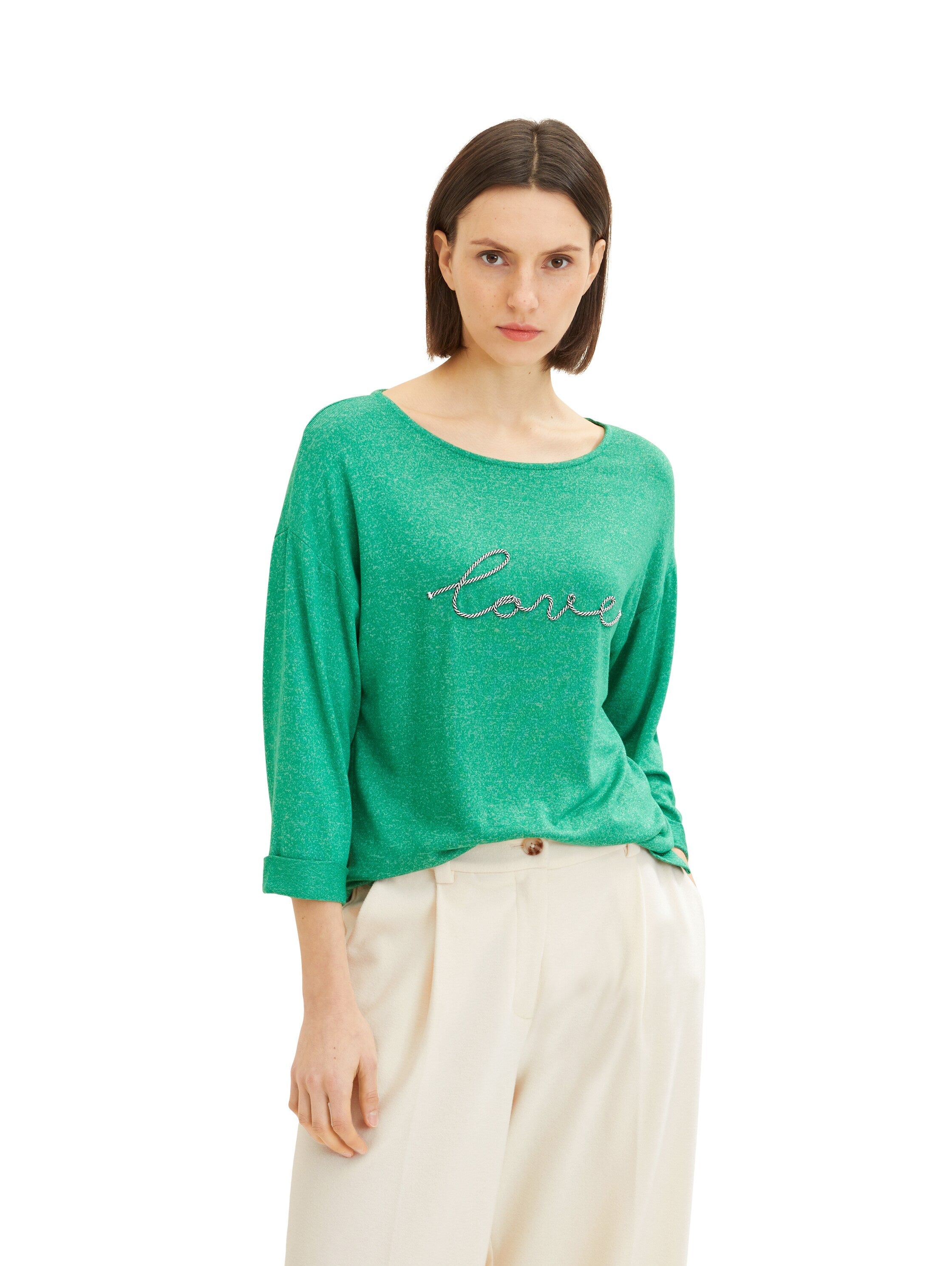 Green 3/4 Sleeve Graphic T-Shirt Tom Tailor