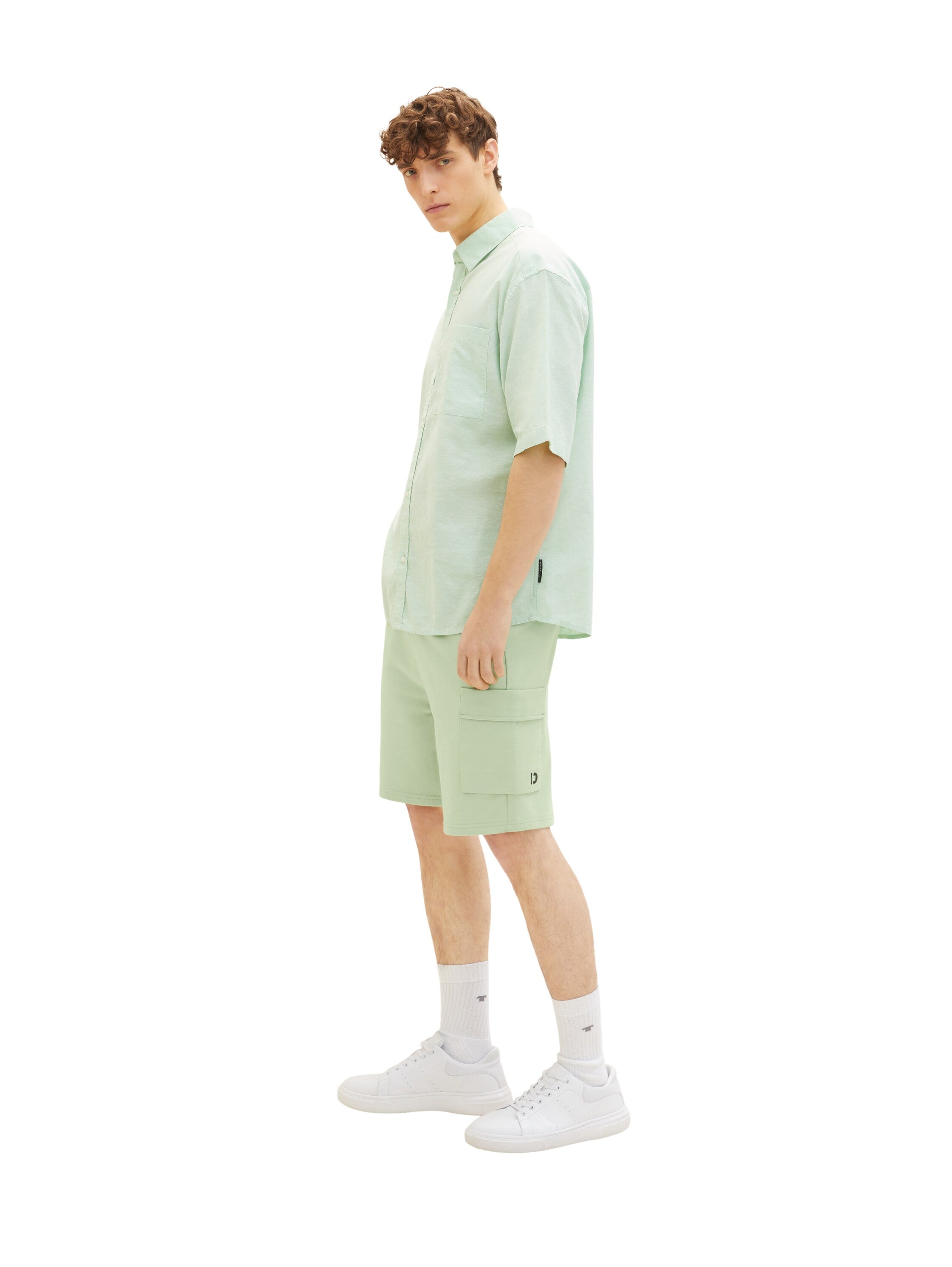 Green Knitted Shorts With Black Drawstring Tom Tailor