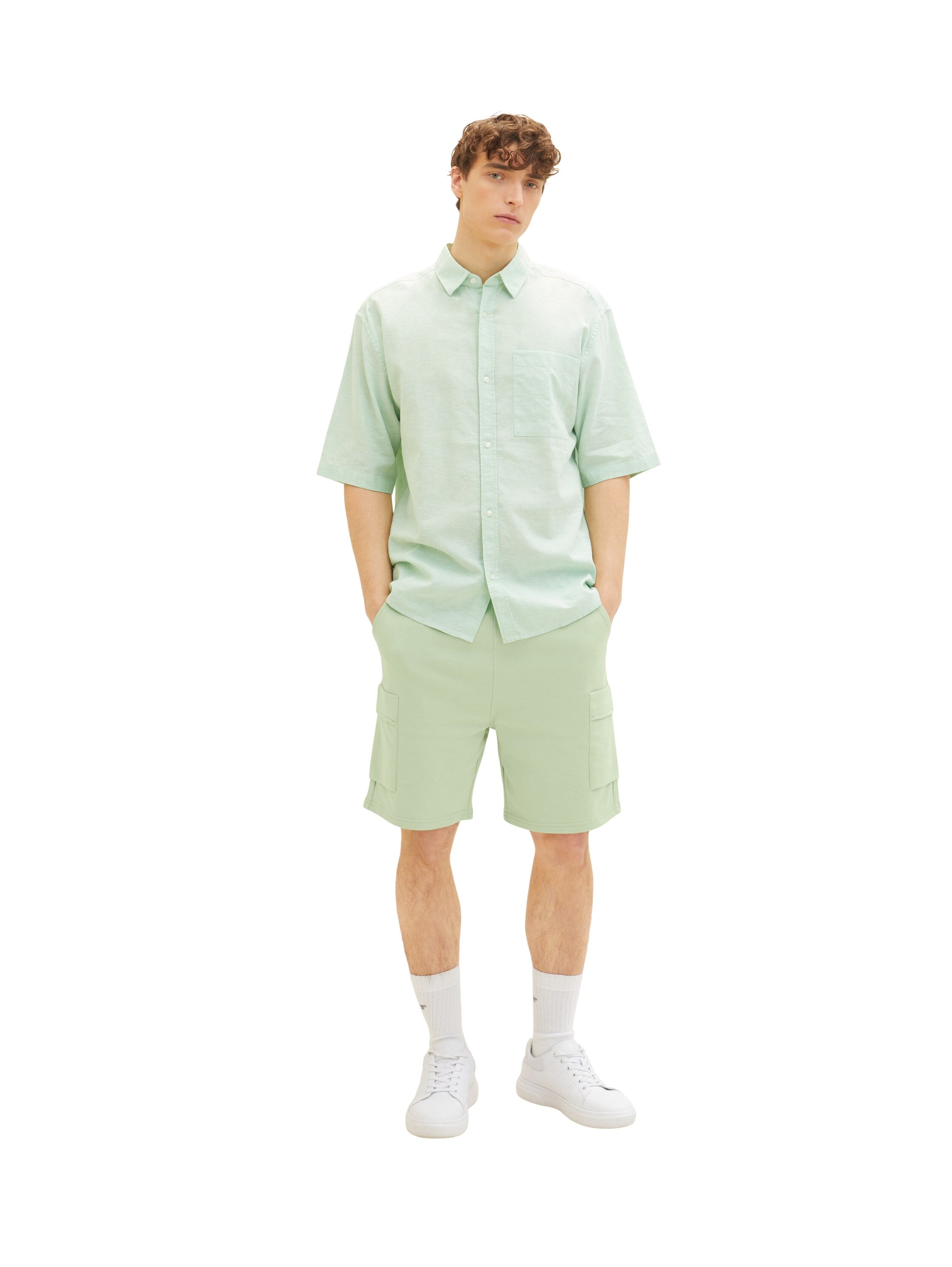 Green Knitted Shorts With Black Drawstring Tom Tailor