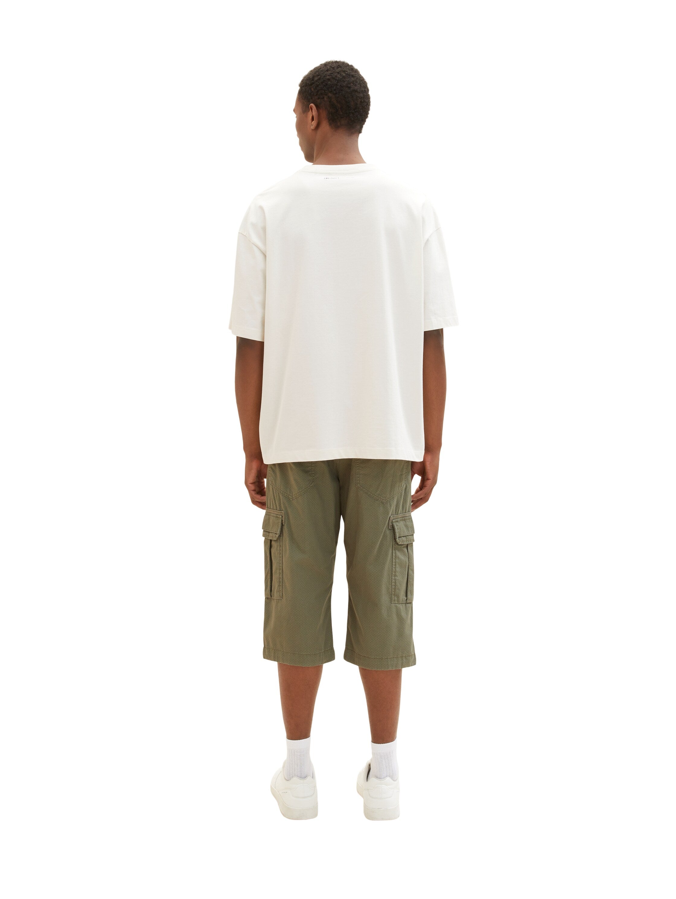 Kaki Green Knee-Length Cargo Shorts