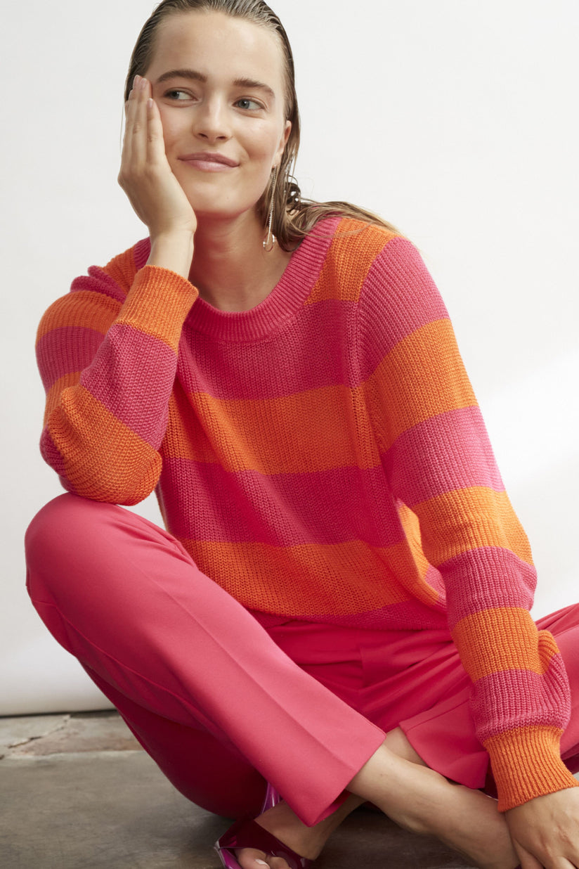 Knitted Jumper With Stripes - BEVAVA