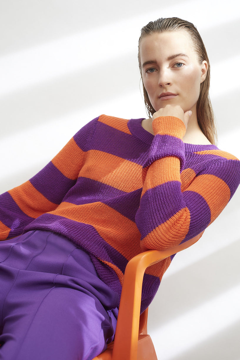 Knitted Jumper With Stripes - BEVAVA