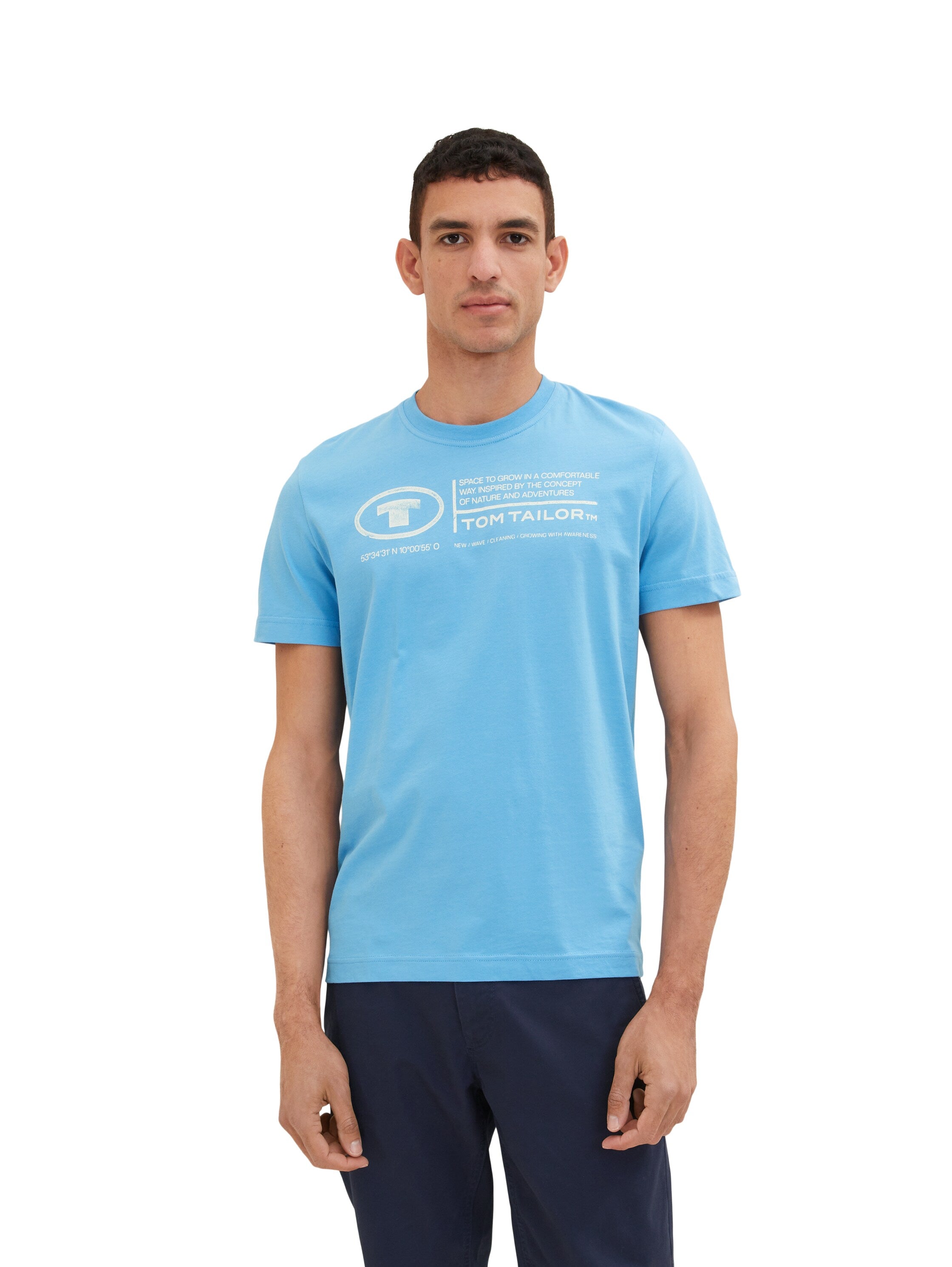 Light Blue Short Sleeve Graphic T-Shirt - BEVAVA