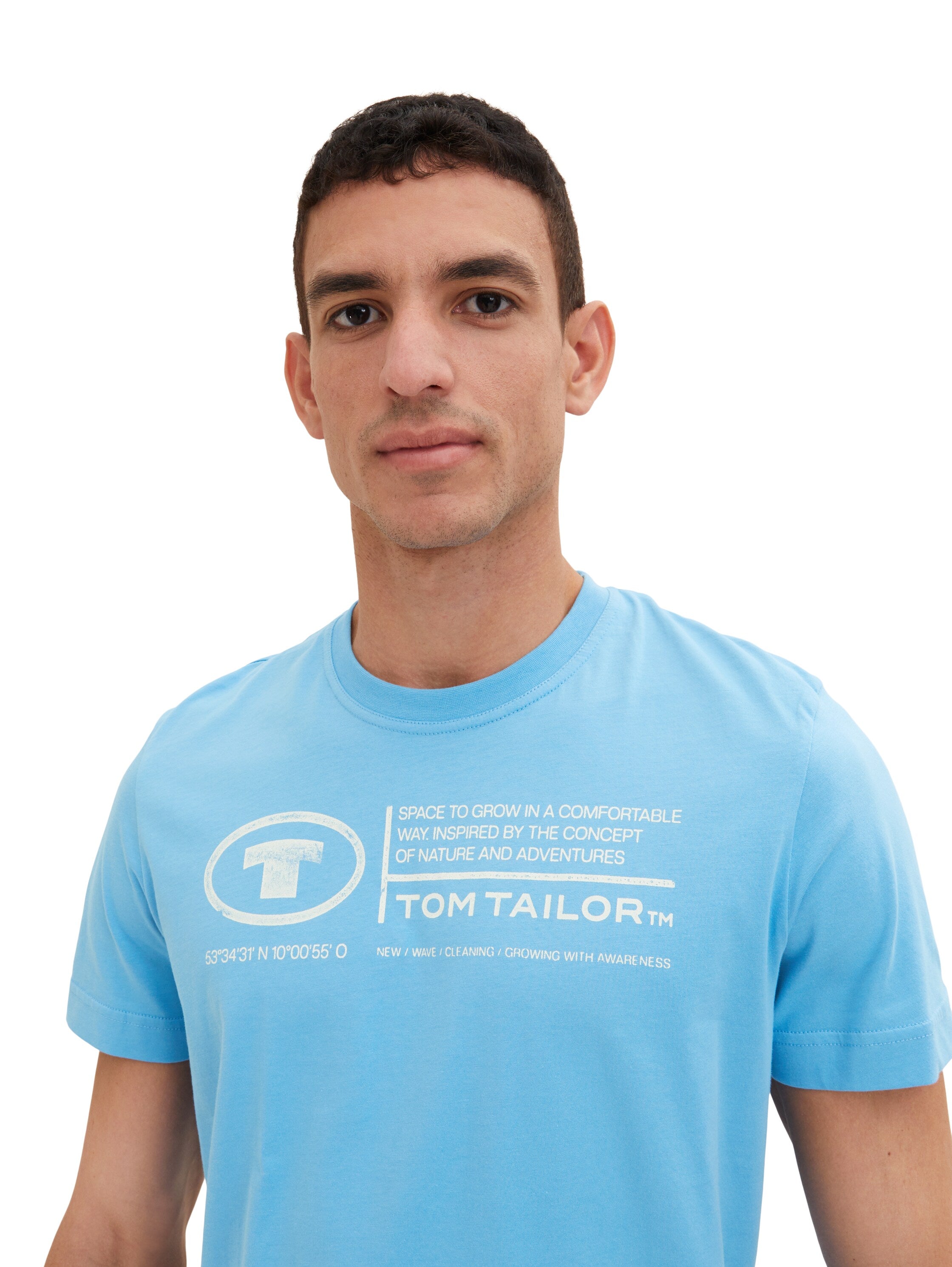 Light Blue Short Sleeve Graphic T-Shirt - BEVAVA