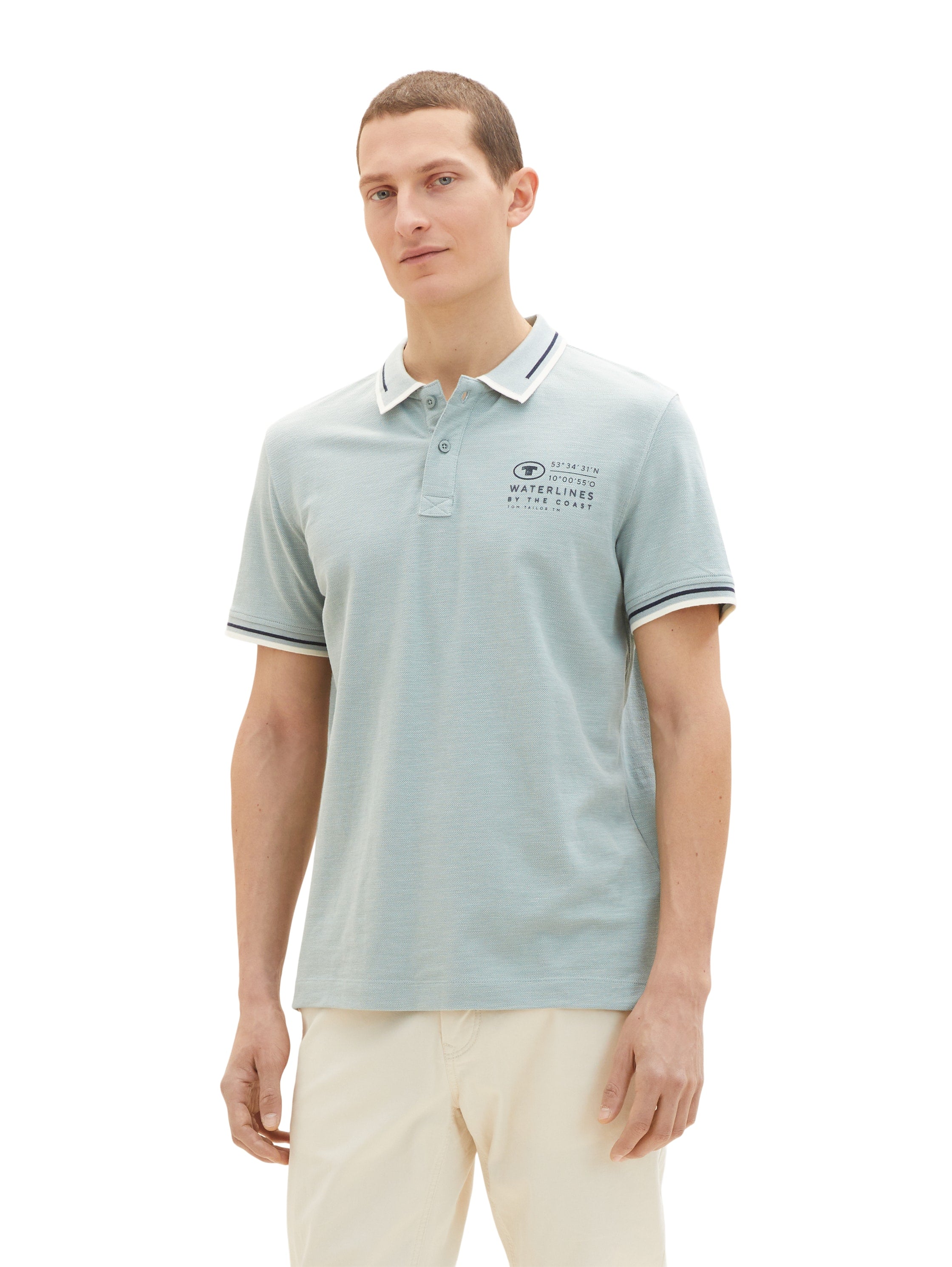 Light Blue Short Sleeve Polo Shirt With Brand Logo - BEVAVA