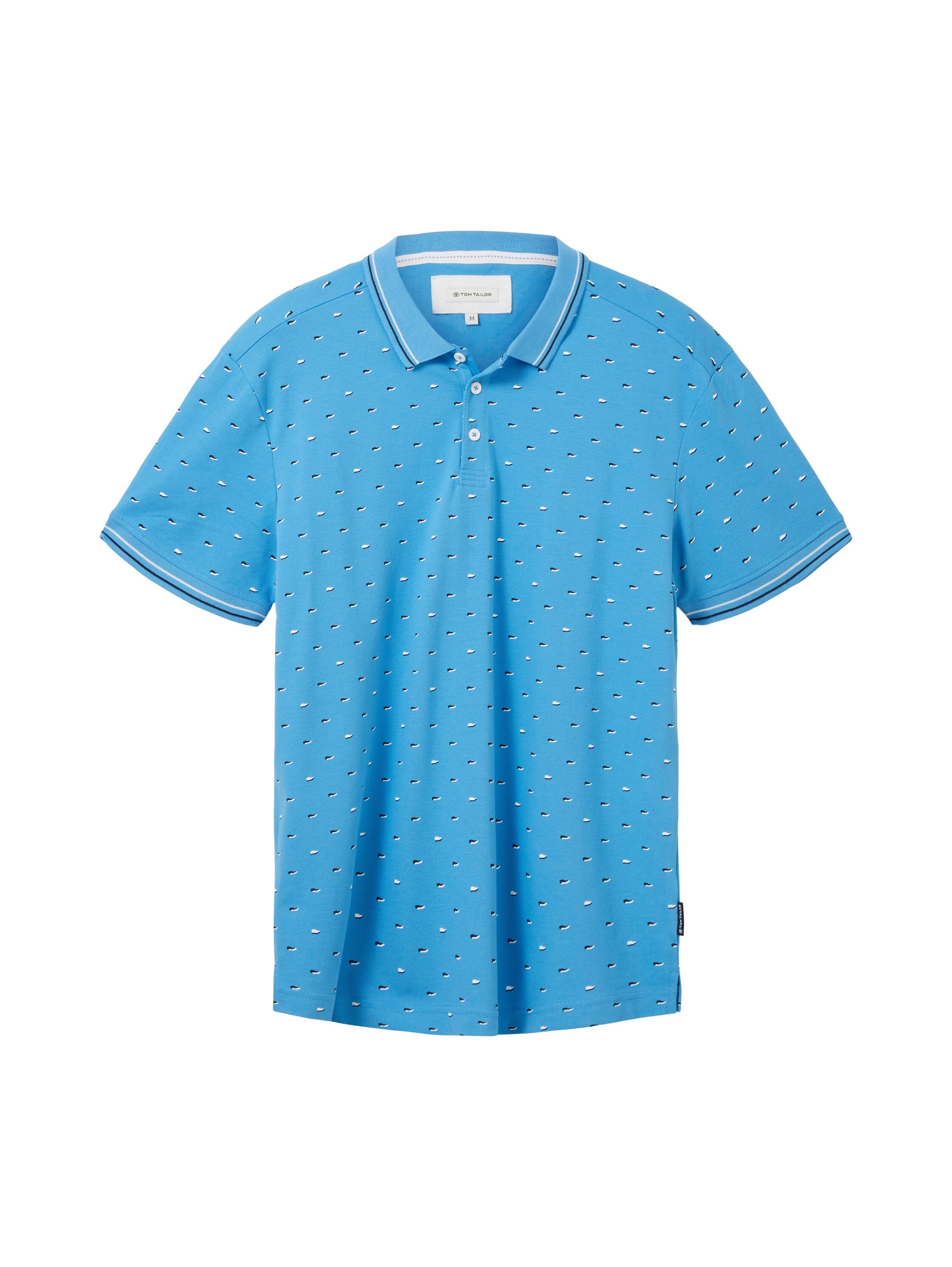 Light Blue Short Sleeve Printed Polo Shirt - BEVAVA