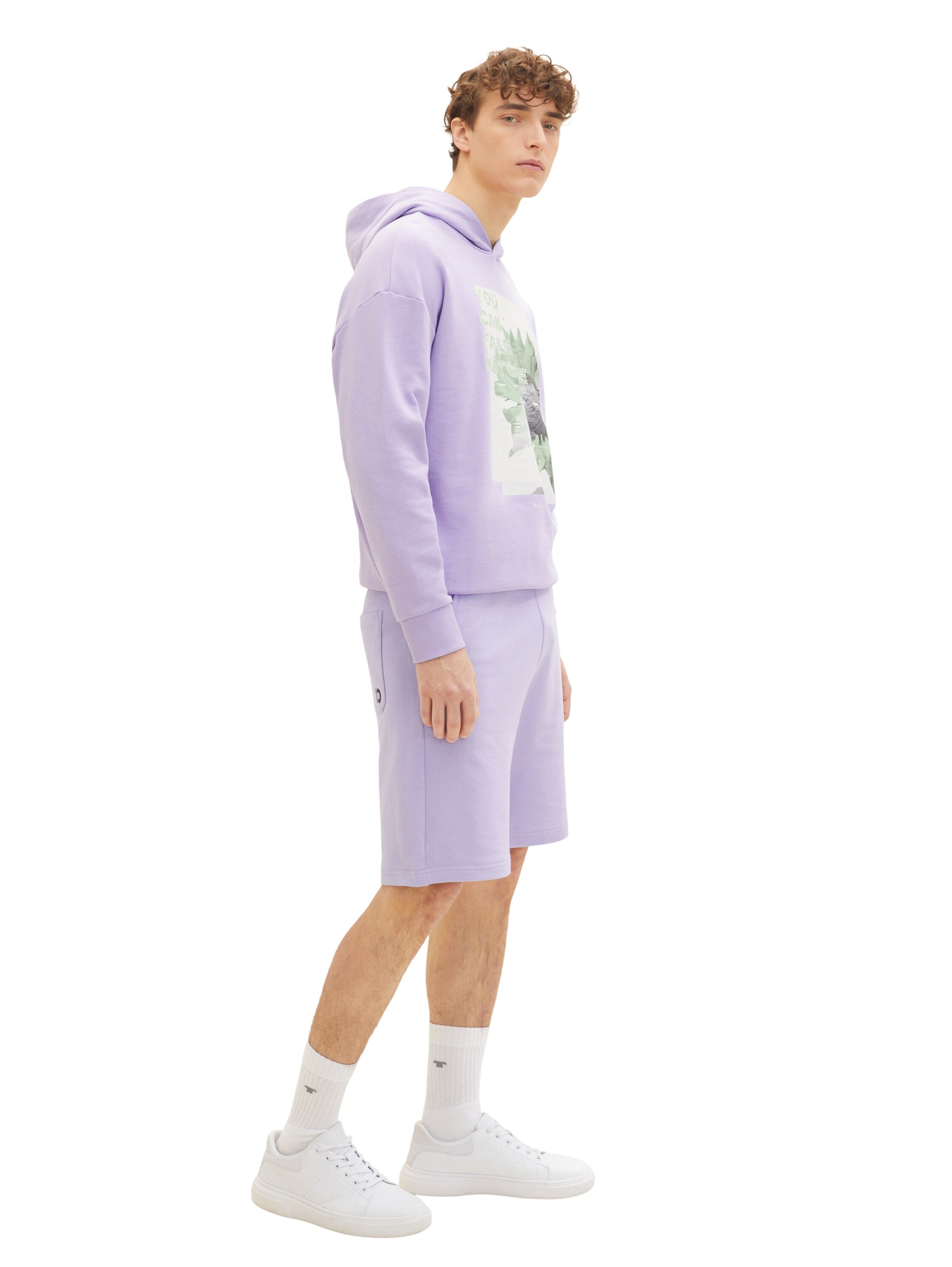 Lilac Purple Knitted Shorts With Black Drawstring