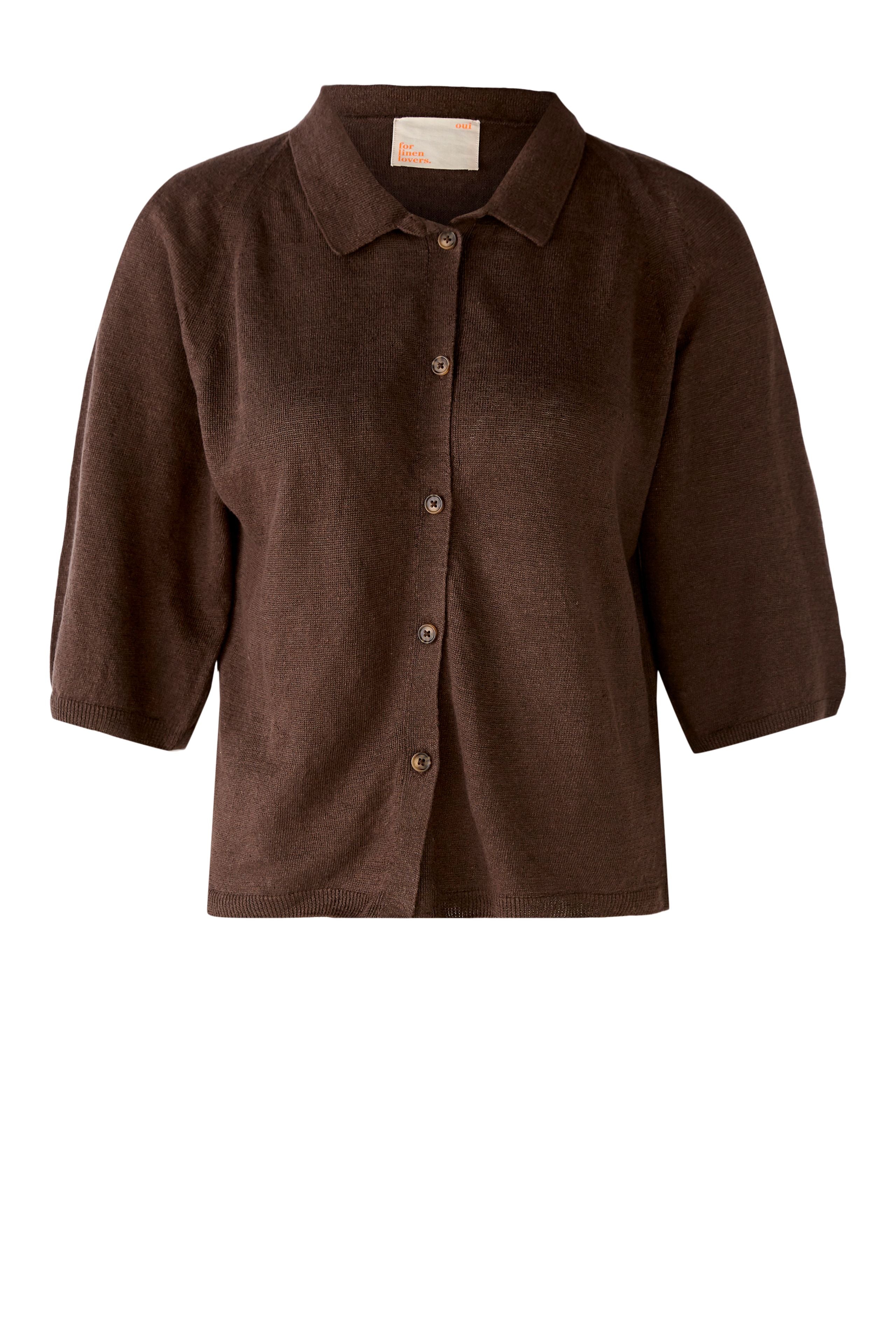 100% Linen Brown Cardigan - BEVAVA