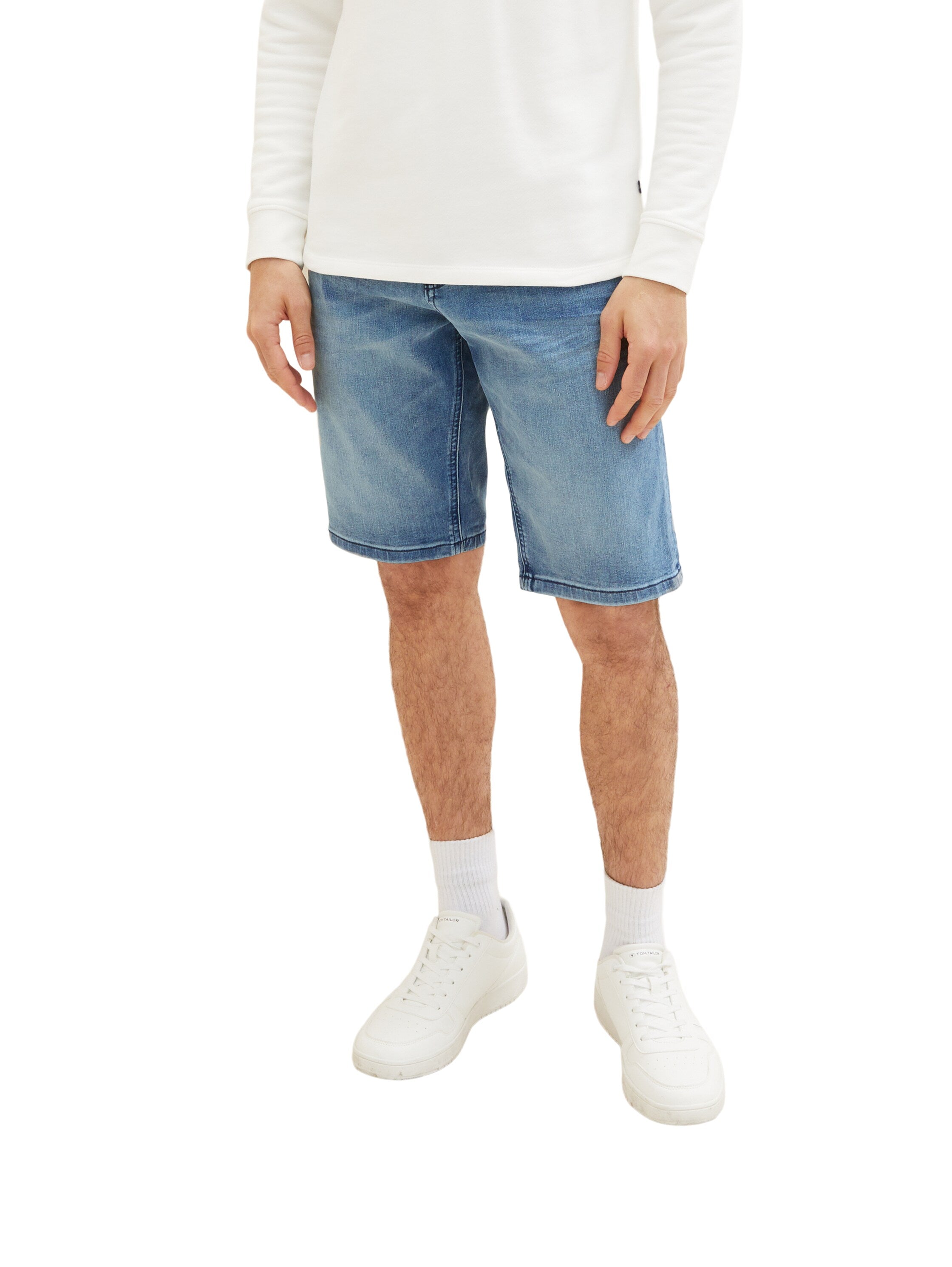 Mid Wash Denim Shorts - BEVAVA
