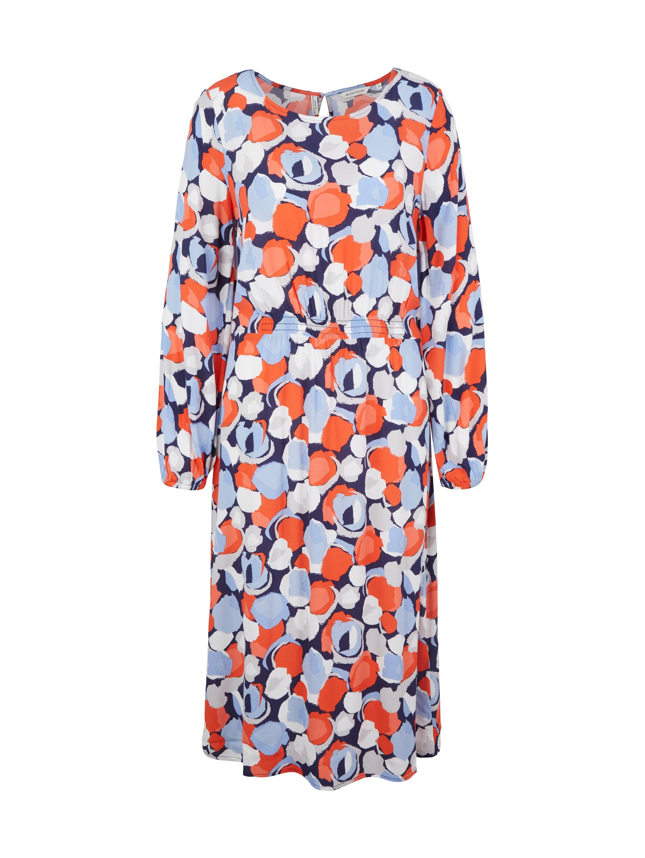 Multi-Color Long Sleeve All-Over Print Knee-Length Dress - BEVAVA