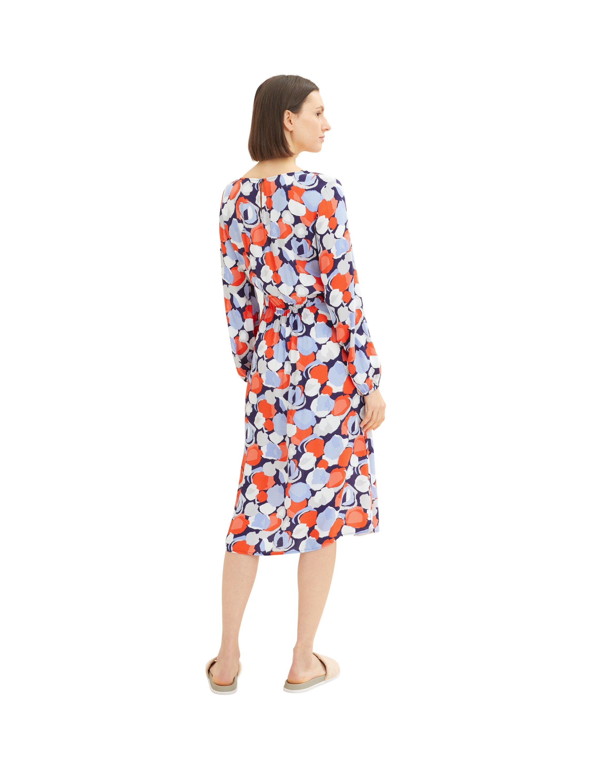 Multi-Color Long Sleeve All-Over Print Knee-Length Dress - BEVAVA