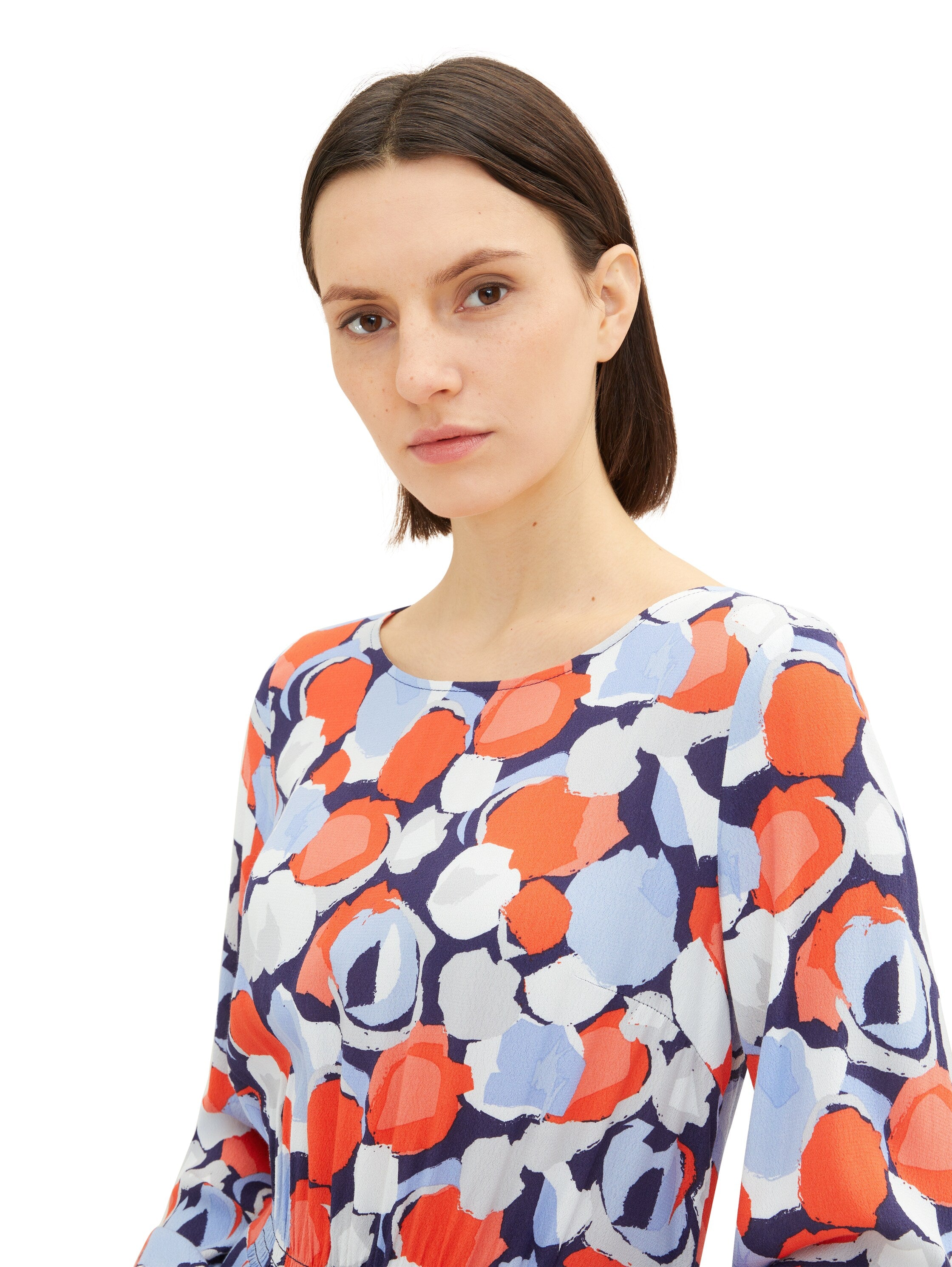 Multi-Color Long Sleeve All-Over Print Knee-Length Dress - BEVAVA