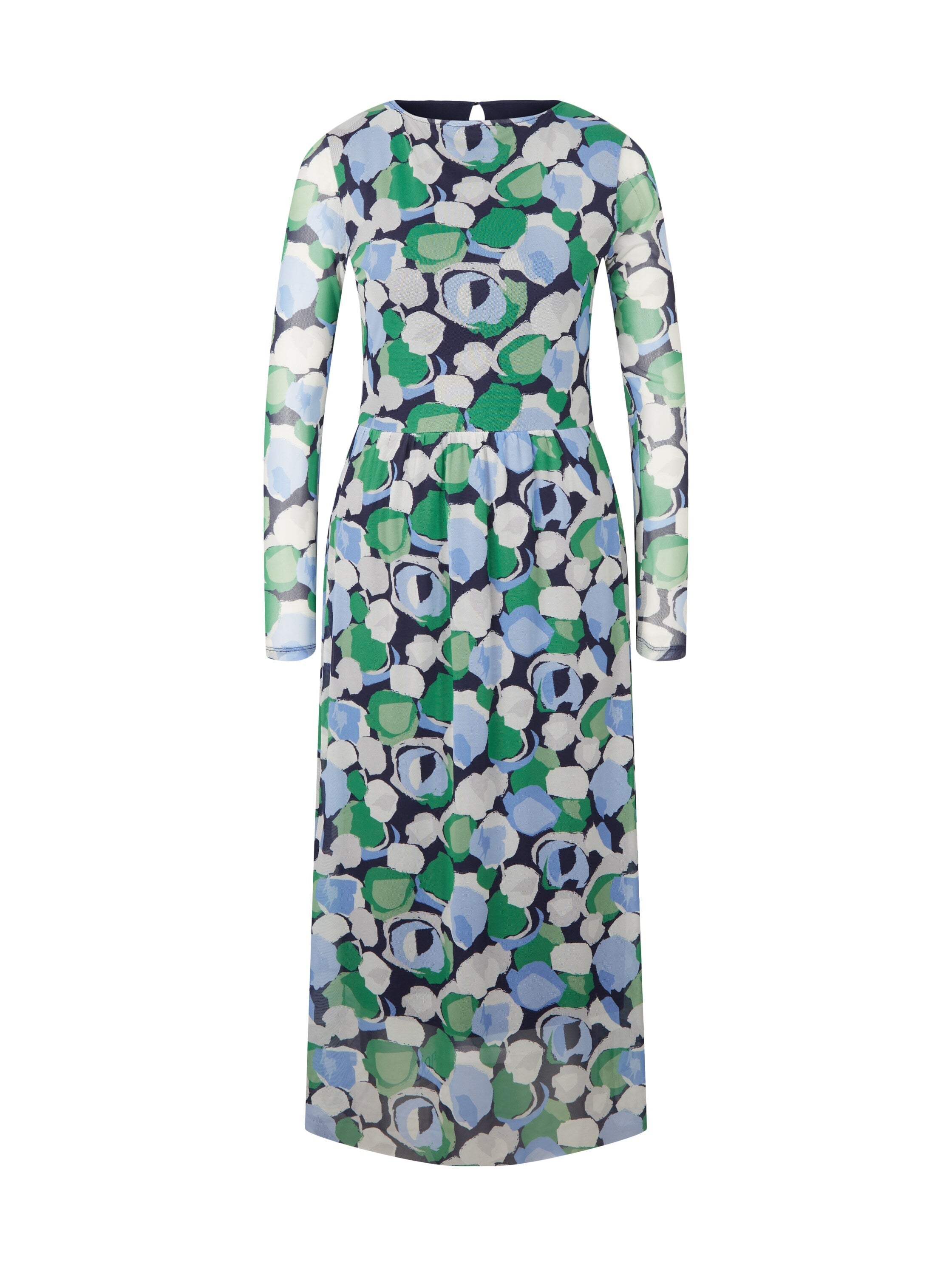 Multi-Color Long Sleeve Midi Dress With All-Over Print Tom Tailor