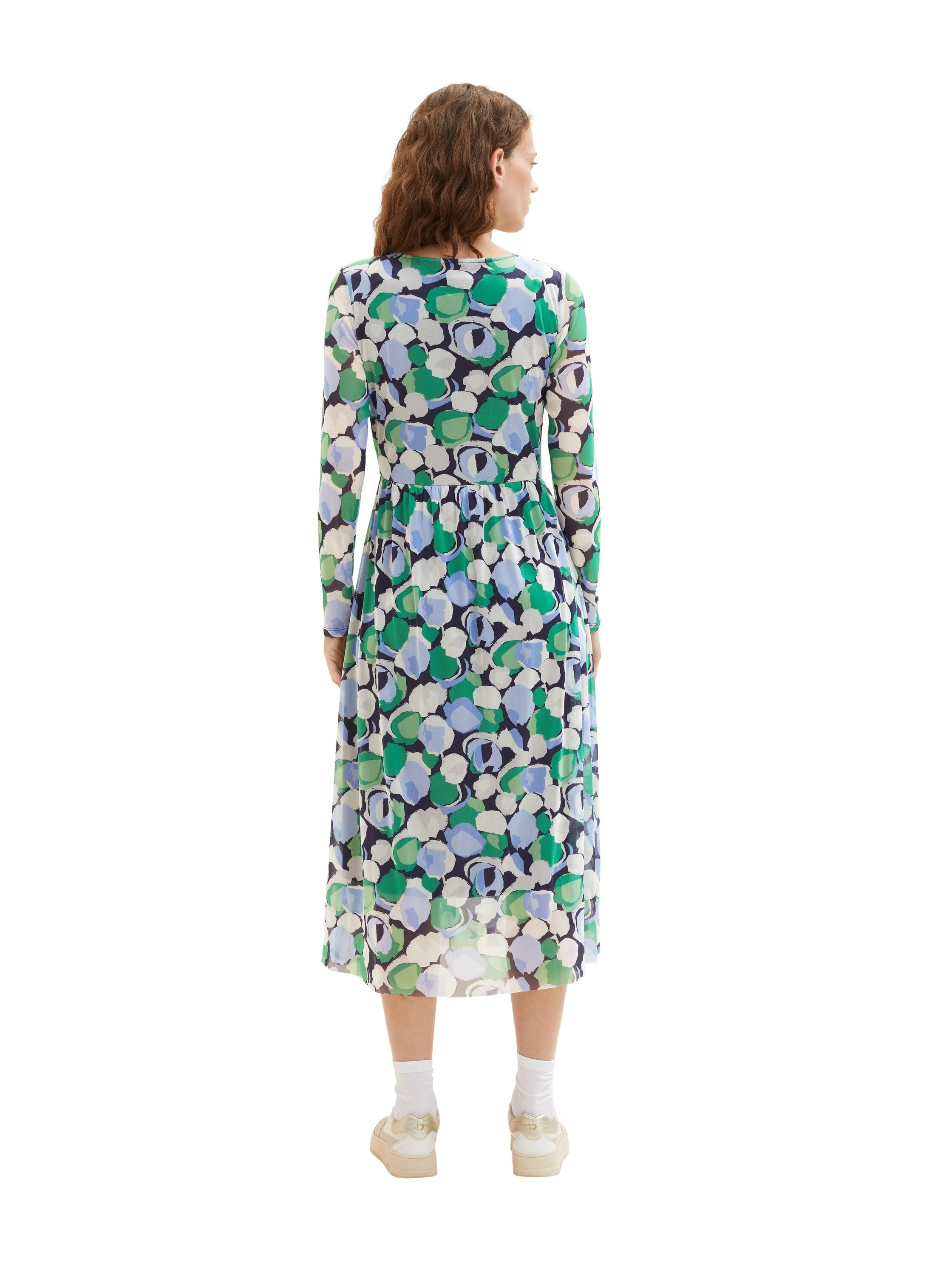 Multi-Color Long Sleeve Midi Dress With All-Over Print Tom Tailor