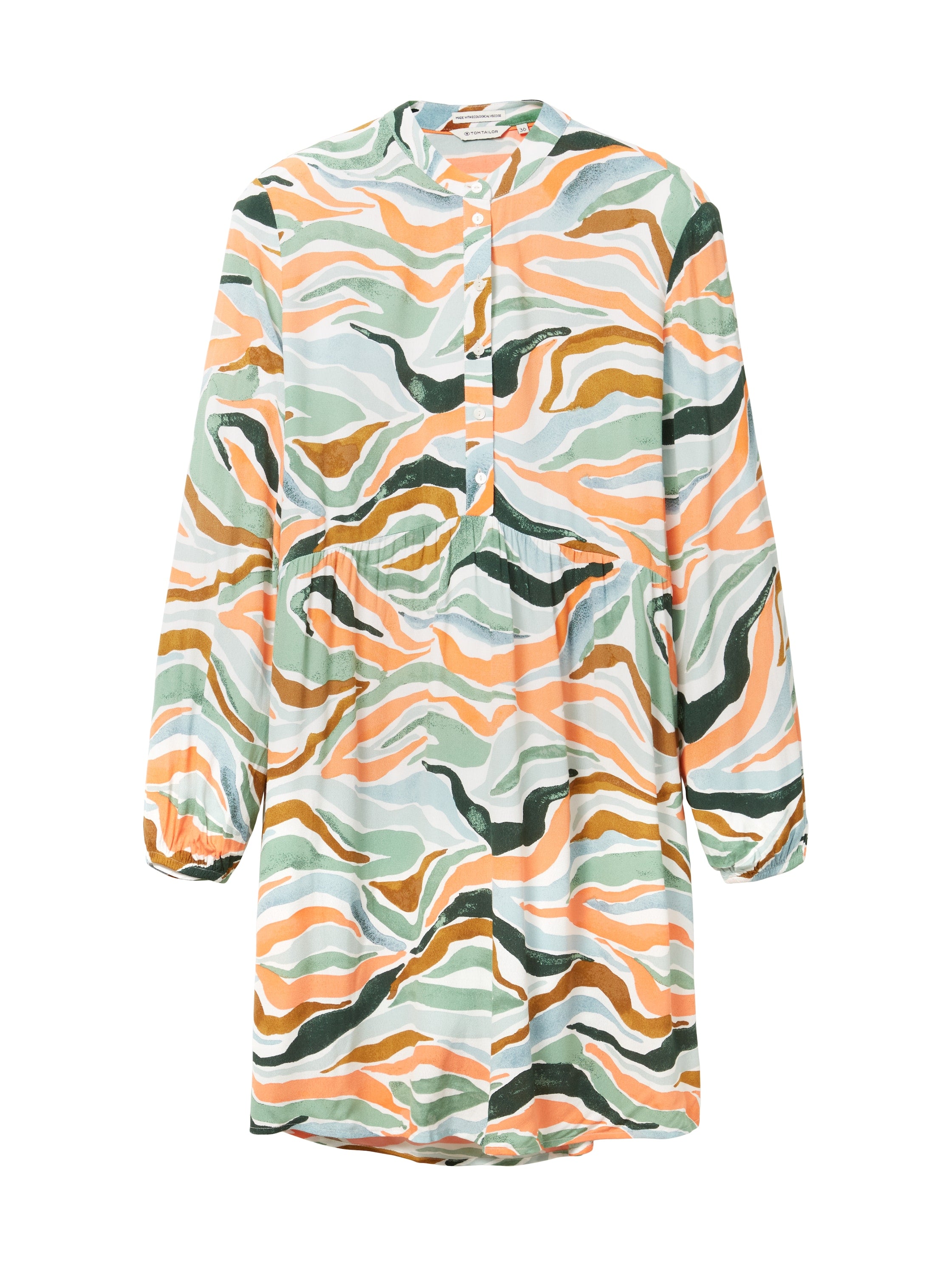 Multi-Color Printed Long Sleeve Shirt Dress - BEVAVA