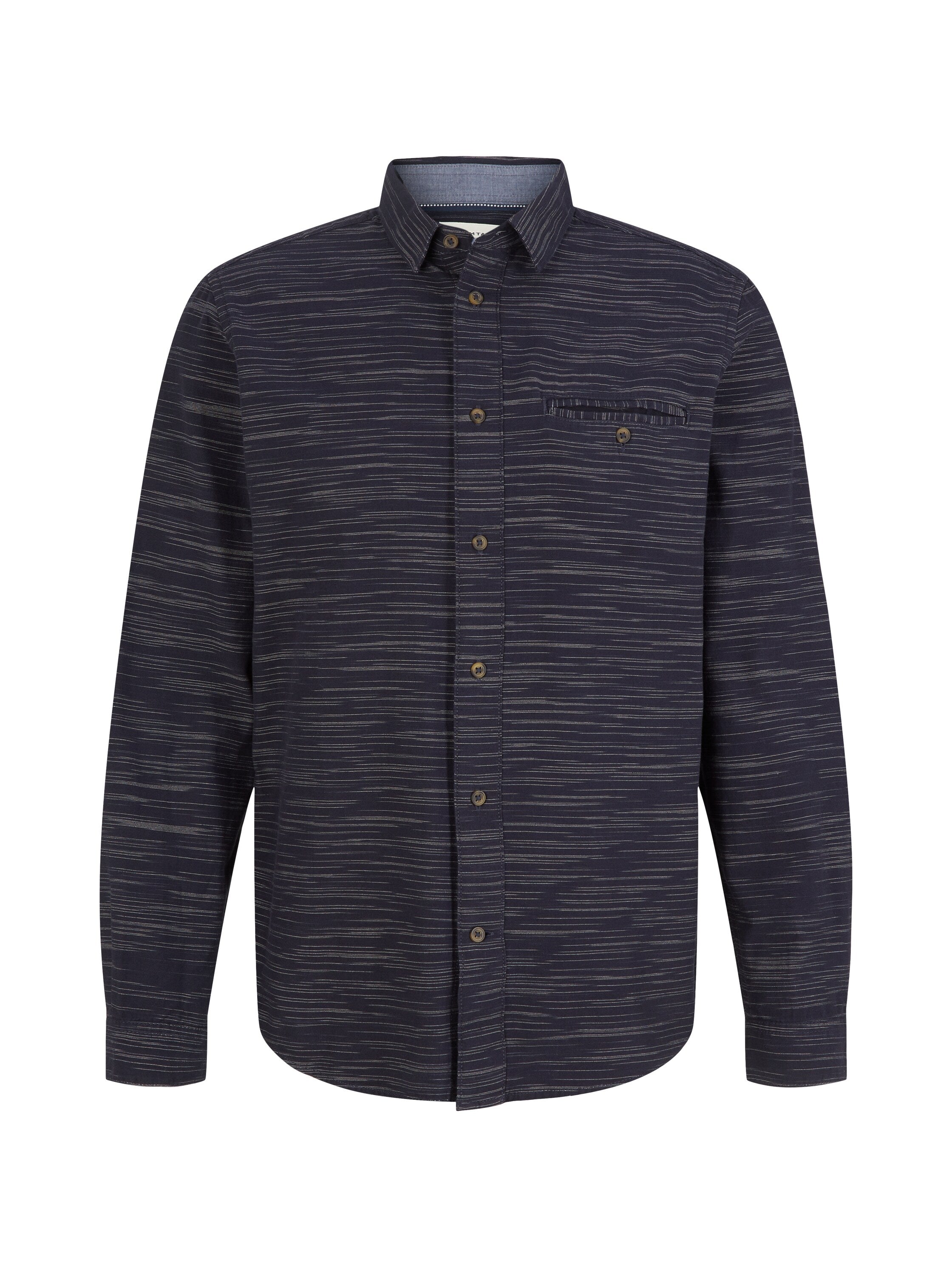 Navy Blue All-Over Print Long Sleeve Shirt