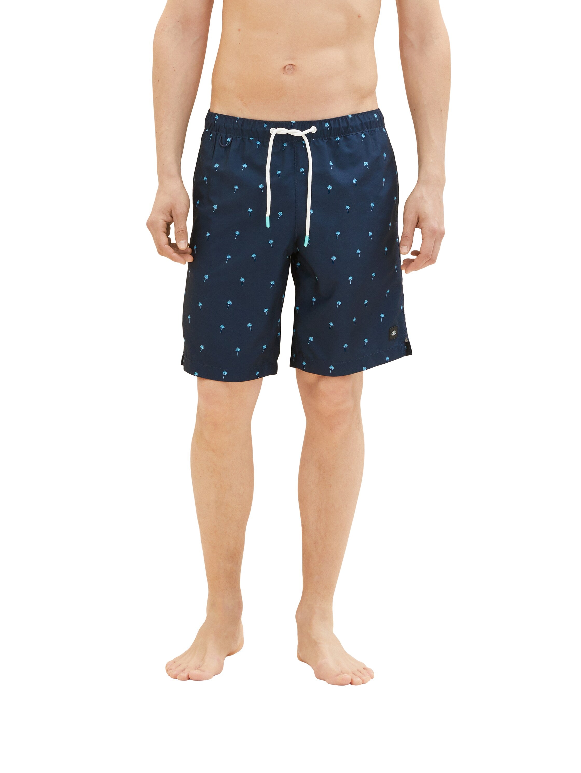Navy Blue All-Over Print Swimming Trunks - BEVAVA