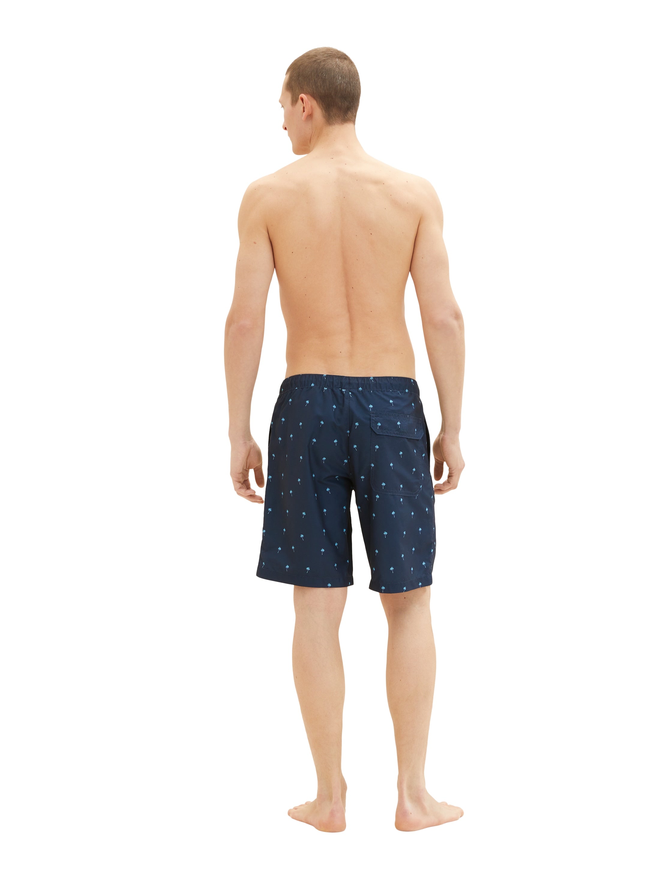 Navy Blue All-Over Print Swimming Trunks - BEVAVA