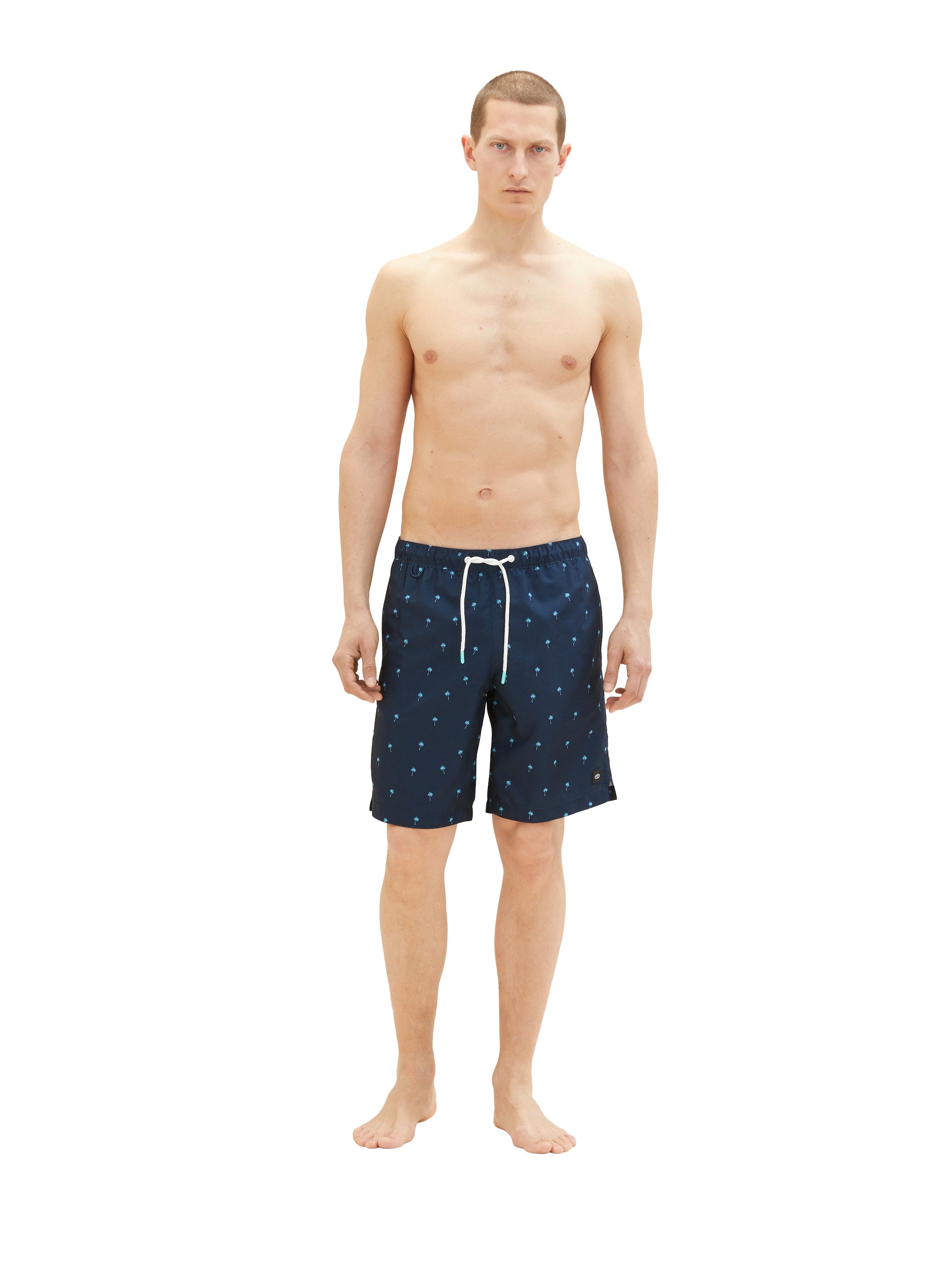Navy Blue All-Over Print Swimming Trunks - BEVAVA