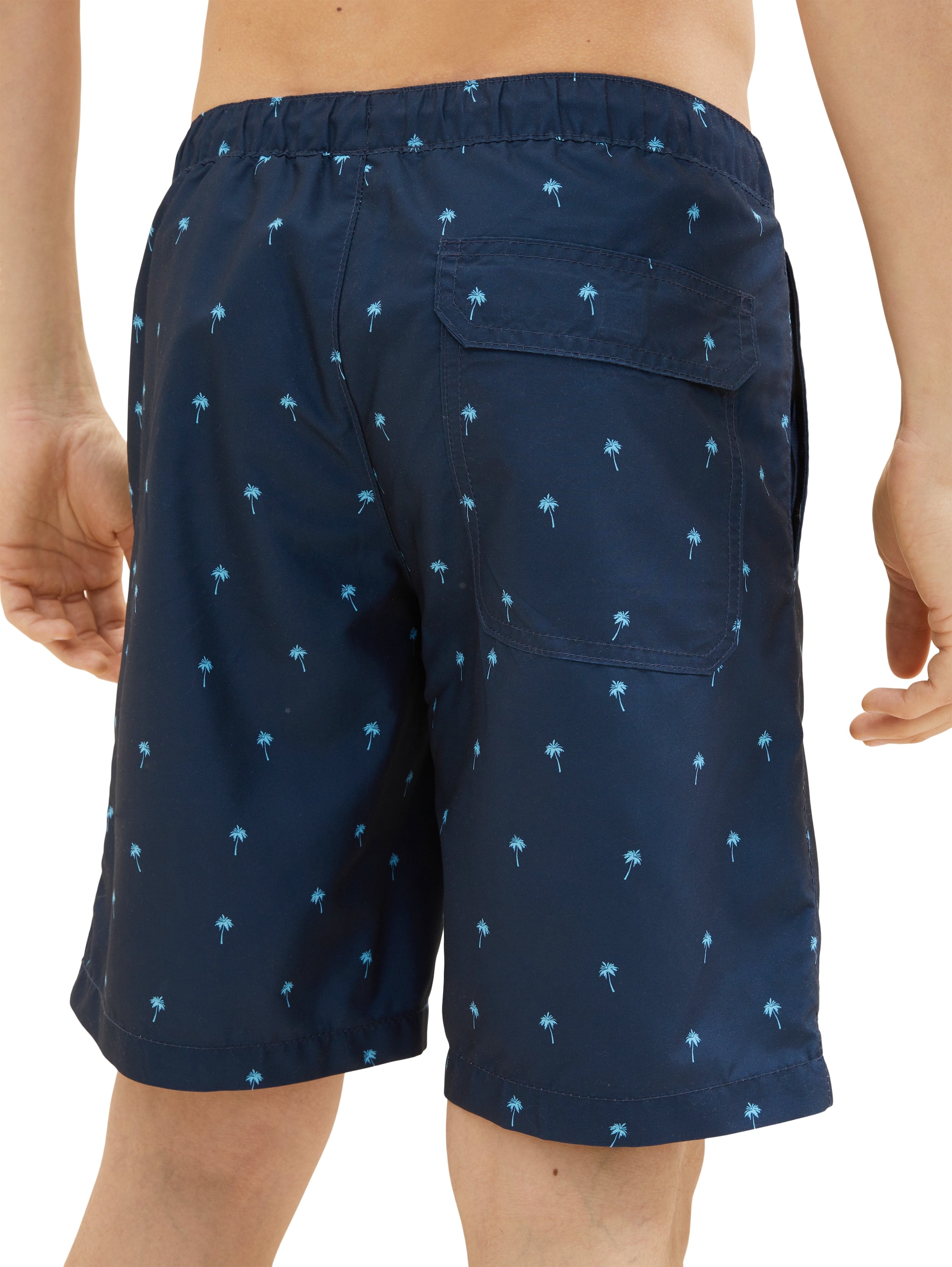 Navy Blue All-Over Print Swimming Trunks - BEVAVA