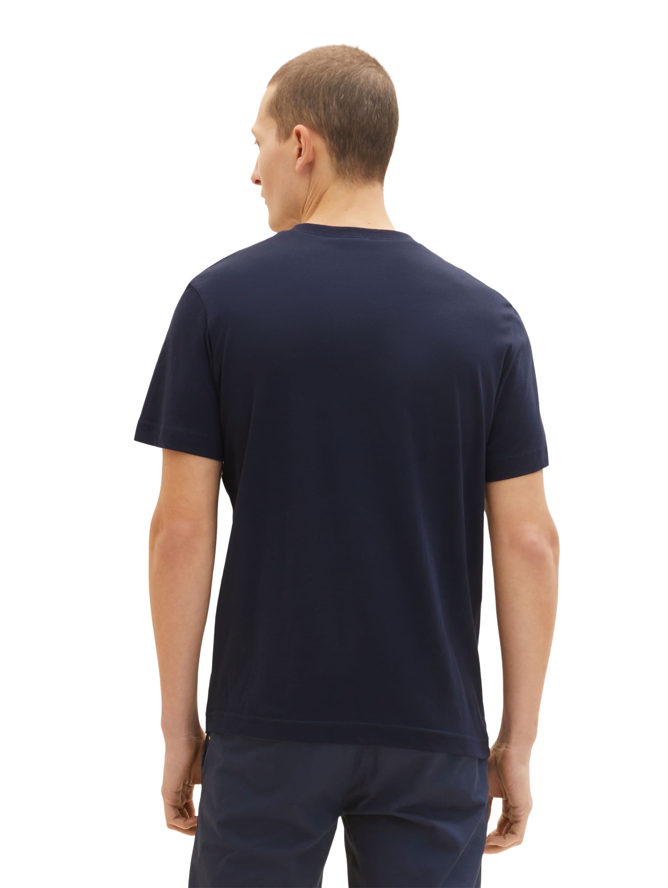 Navy Blue Short Sleeve V-Neck Graphic T-Shirt