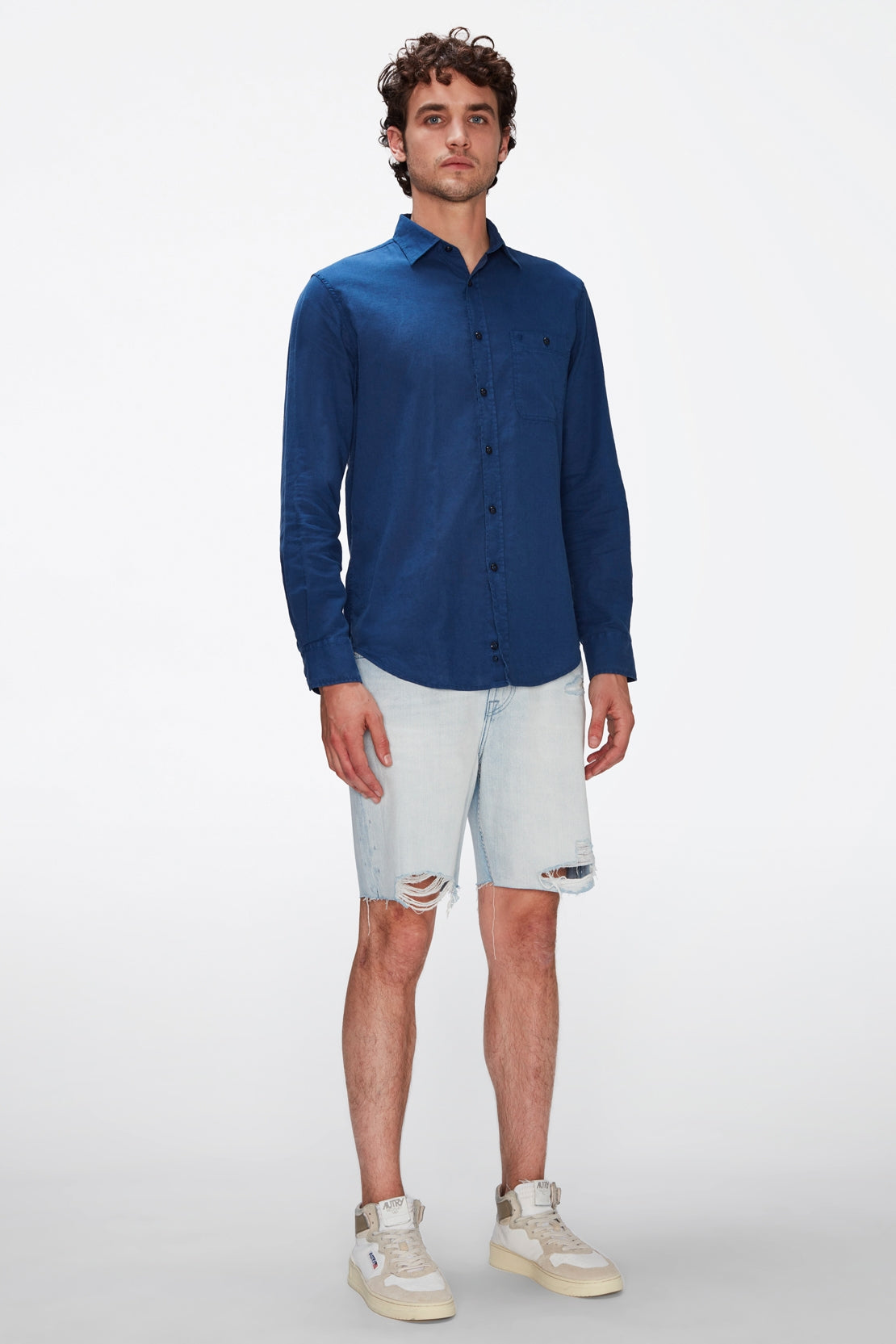 One Pocket Shirt Cotton Linen Sea Bed