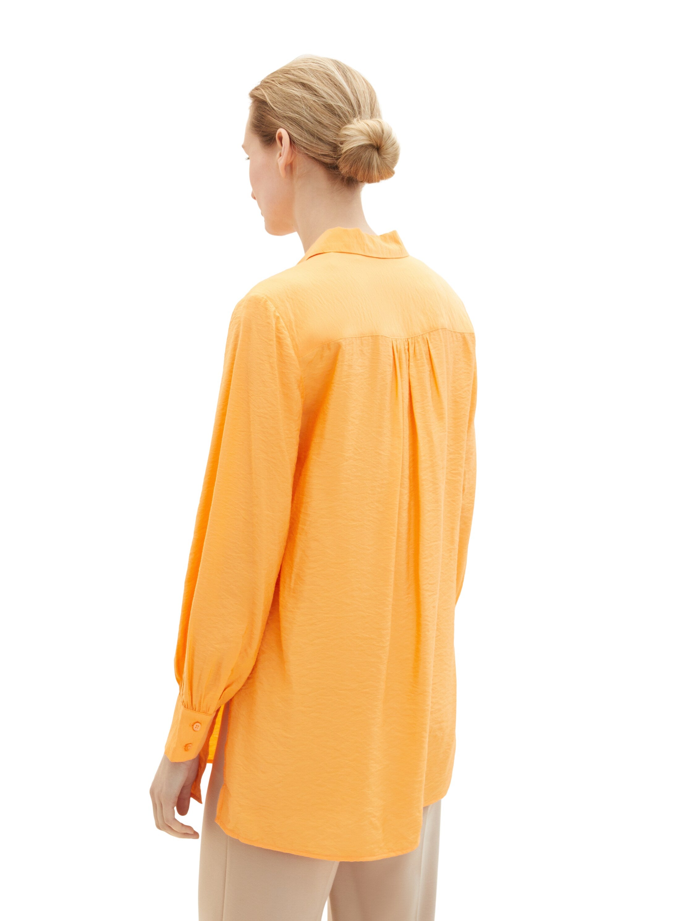 Orange Long Sleeve Tunic Style Blouse