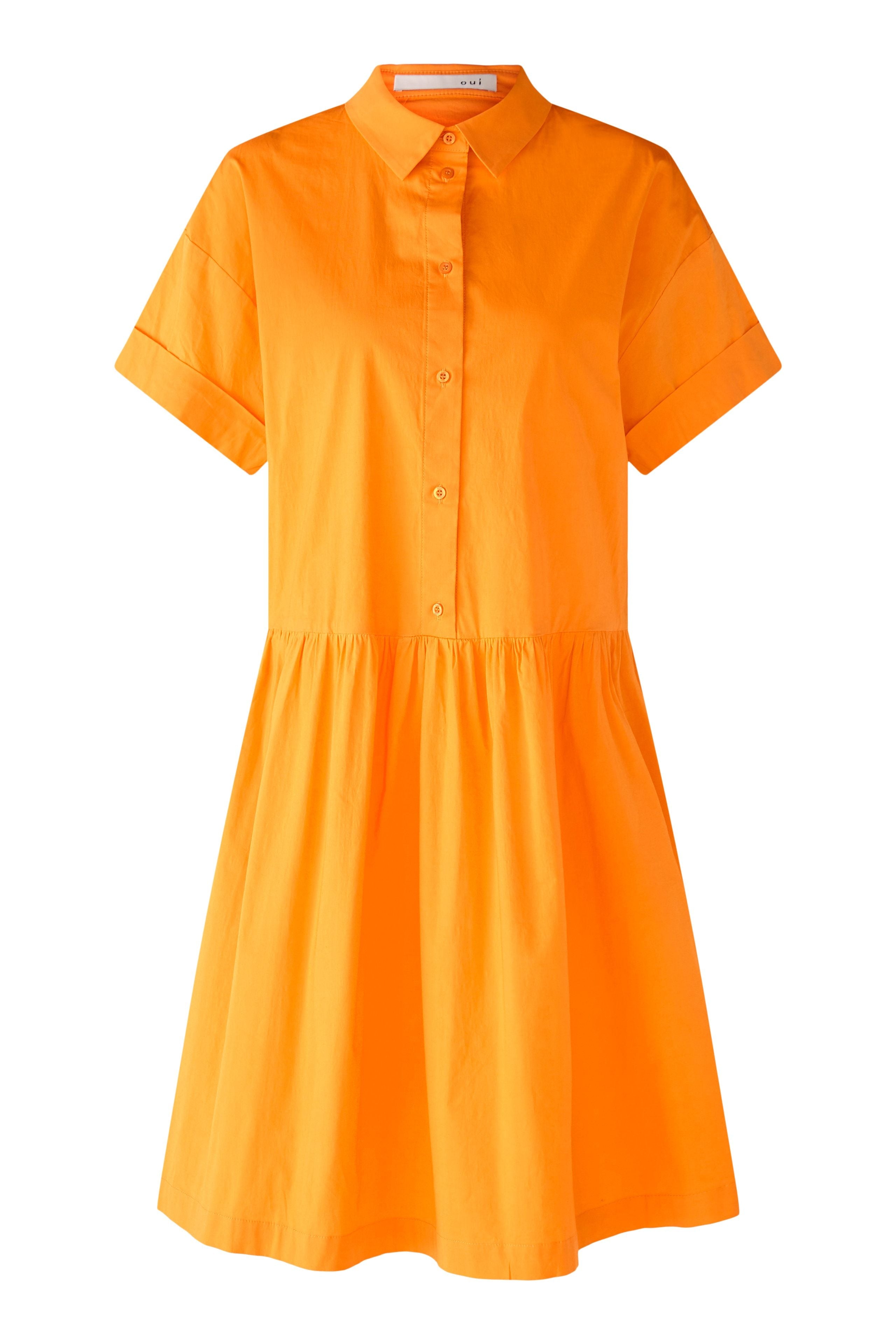 Orange Short Dress In Cotton Blend Oui