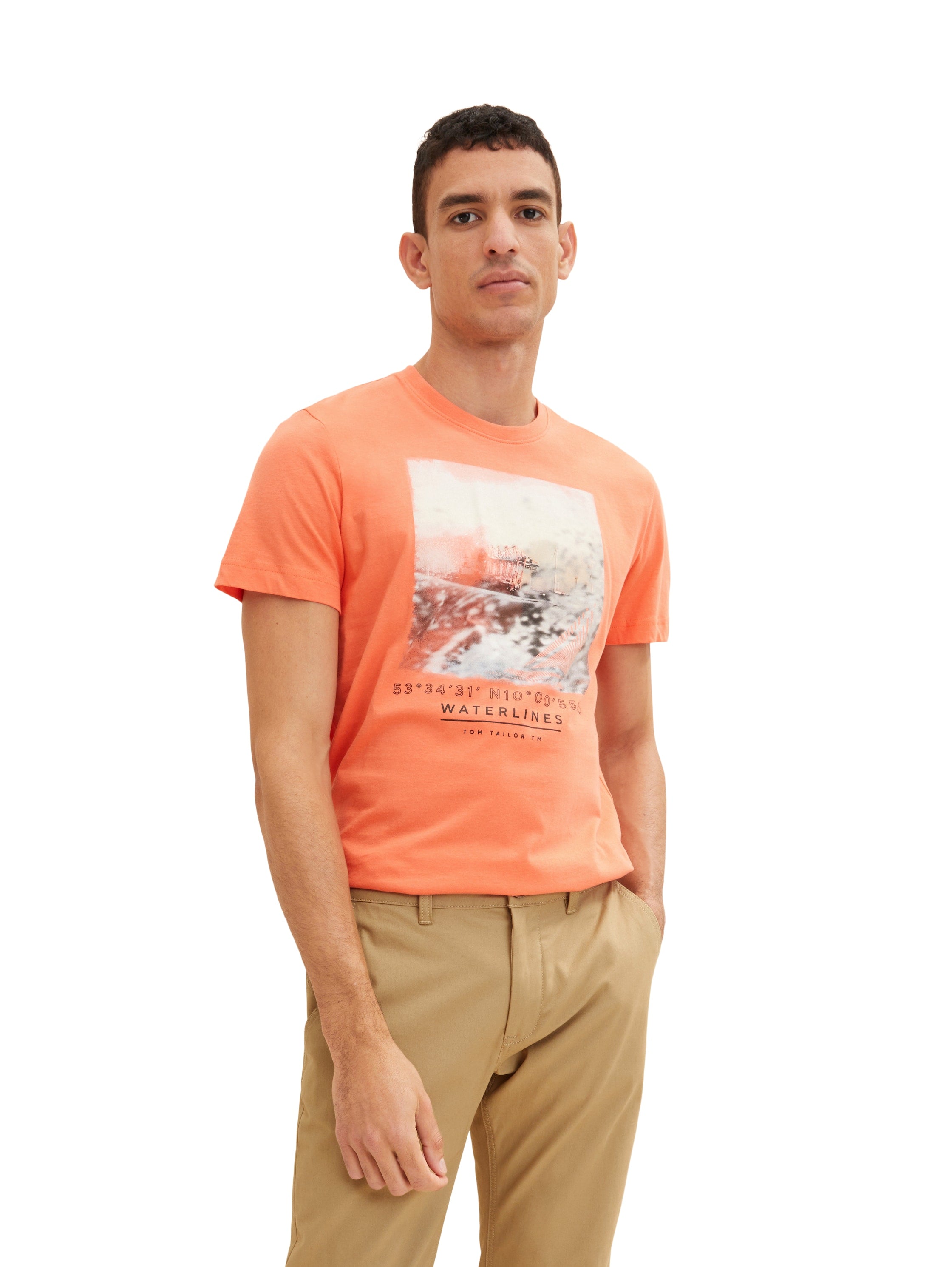 Orange Short Sleeve Graphic Crew Neck T-Shirt - BEVAVA