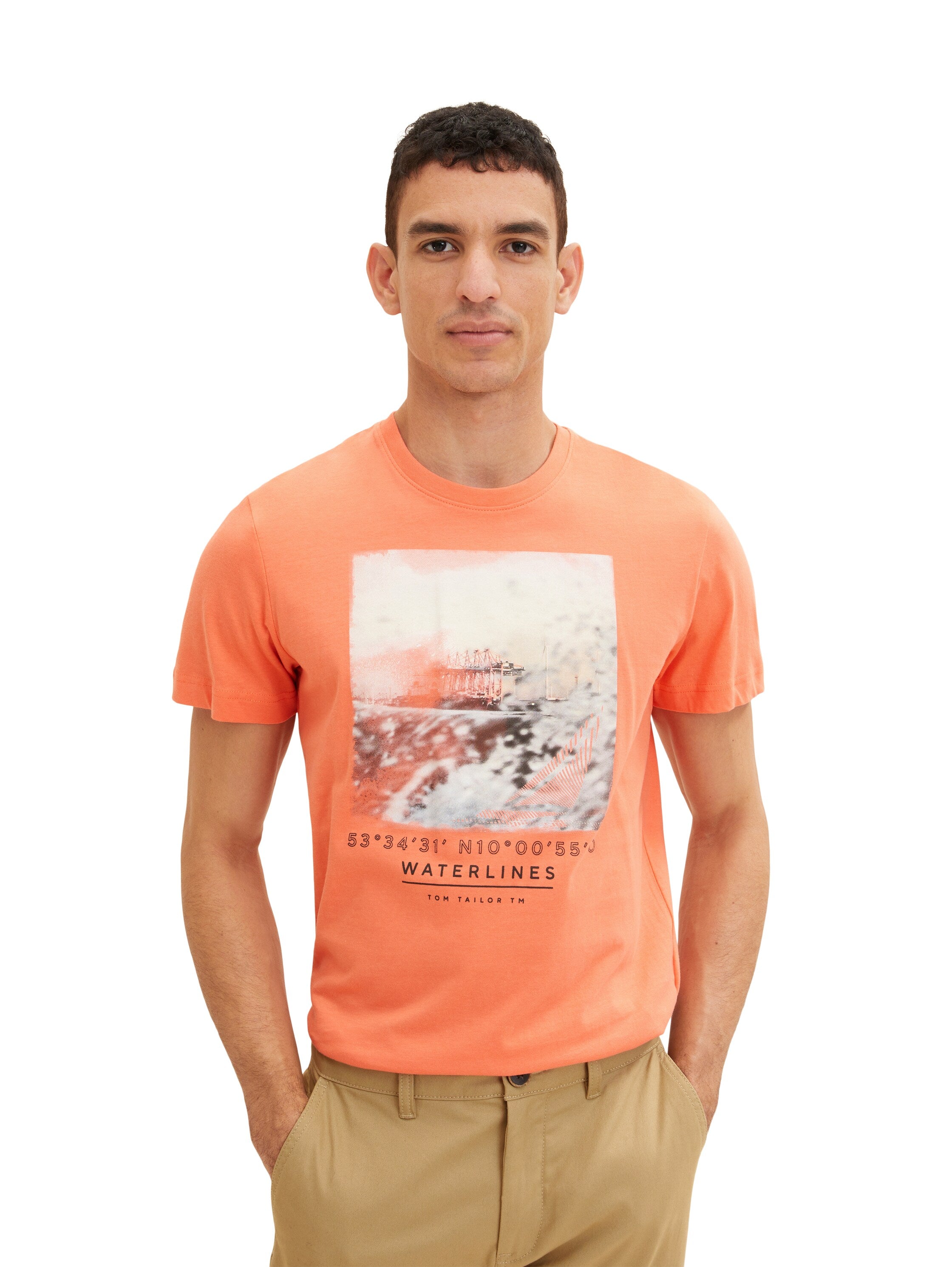 Orange Short Sleeve Graphic Crew Neck T-Shirt - BEVAVA