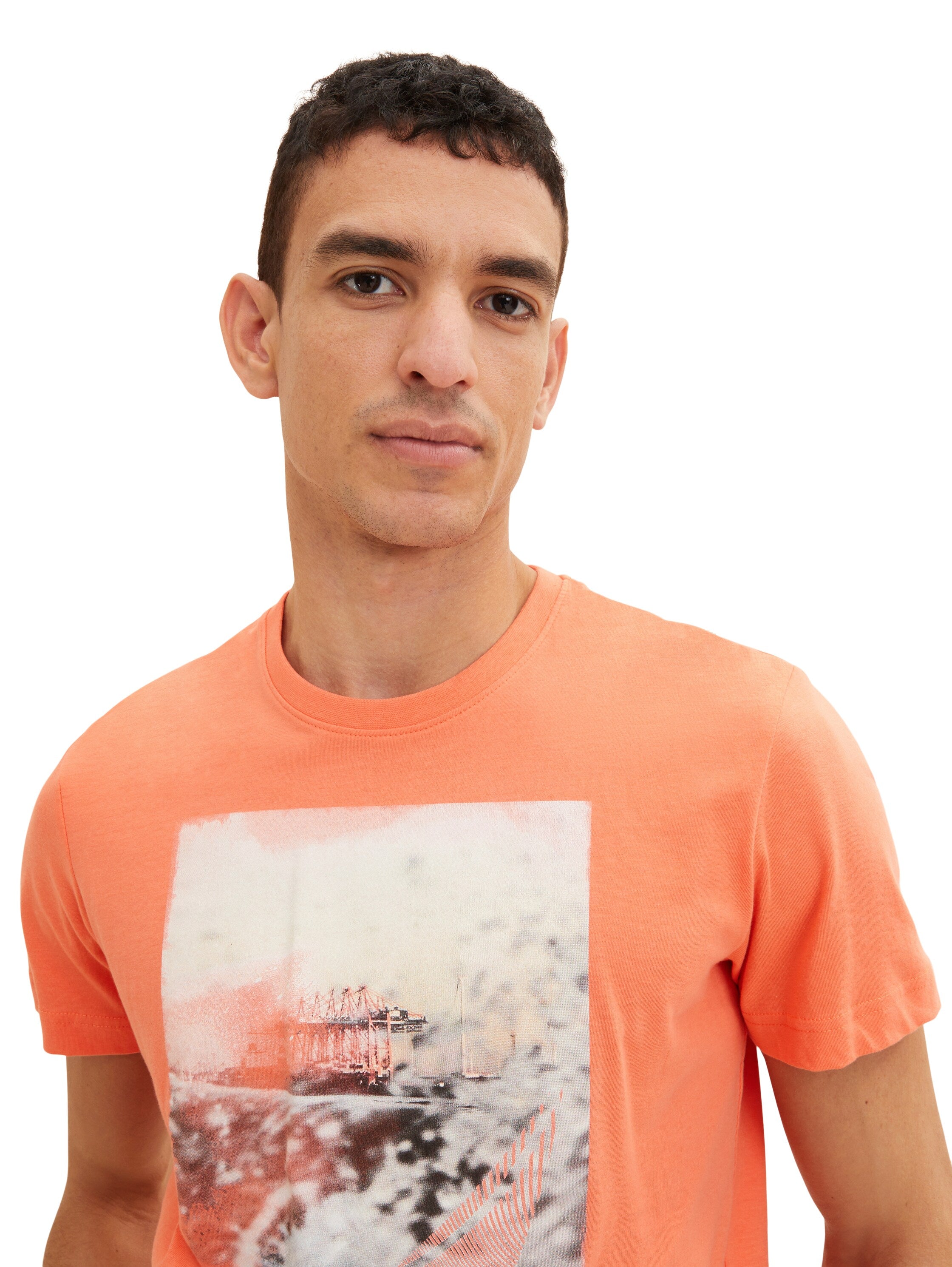Orange Short Sleeve Graphic Crew Neck T-Shirt - BEVAVA