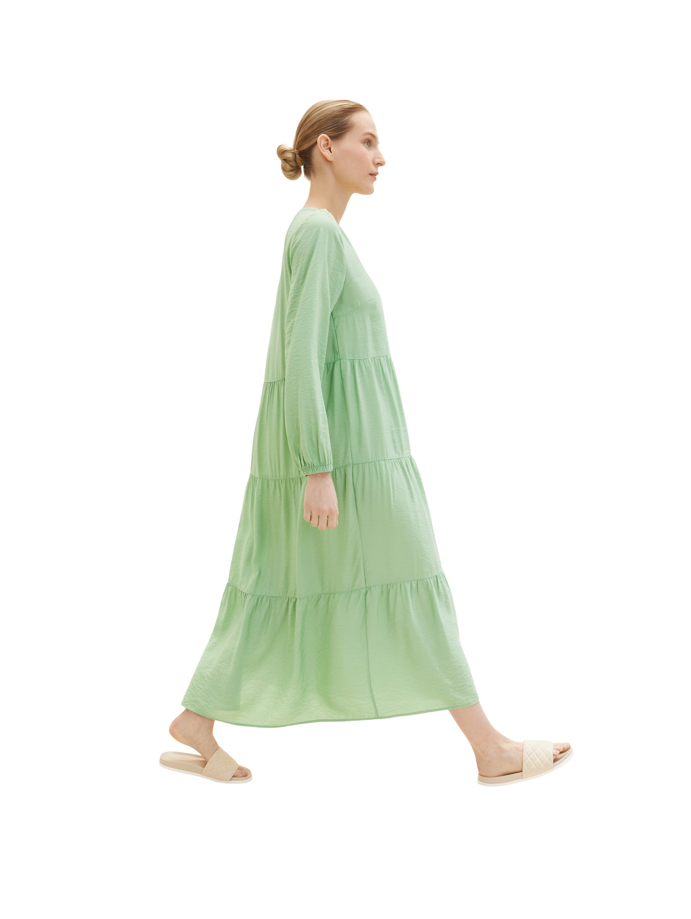 Pale Green Long Sleeve Tunic Style Maxi Dress Tom Tailor