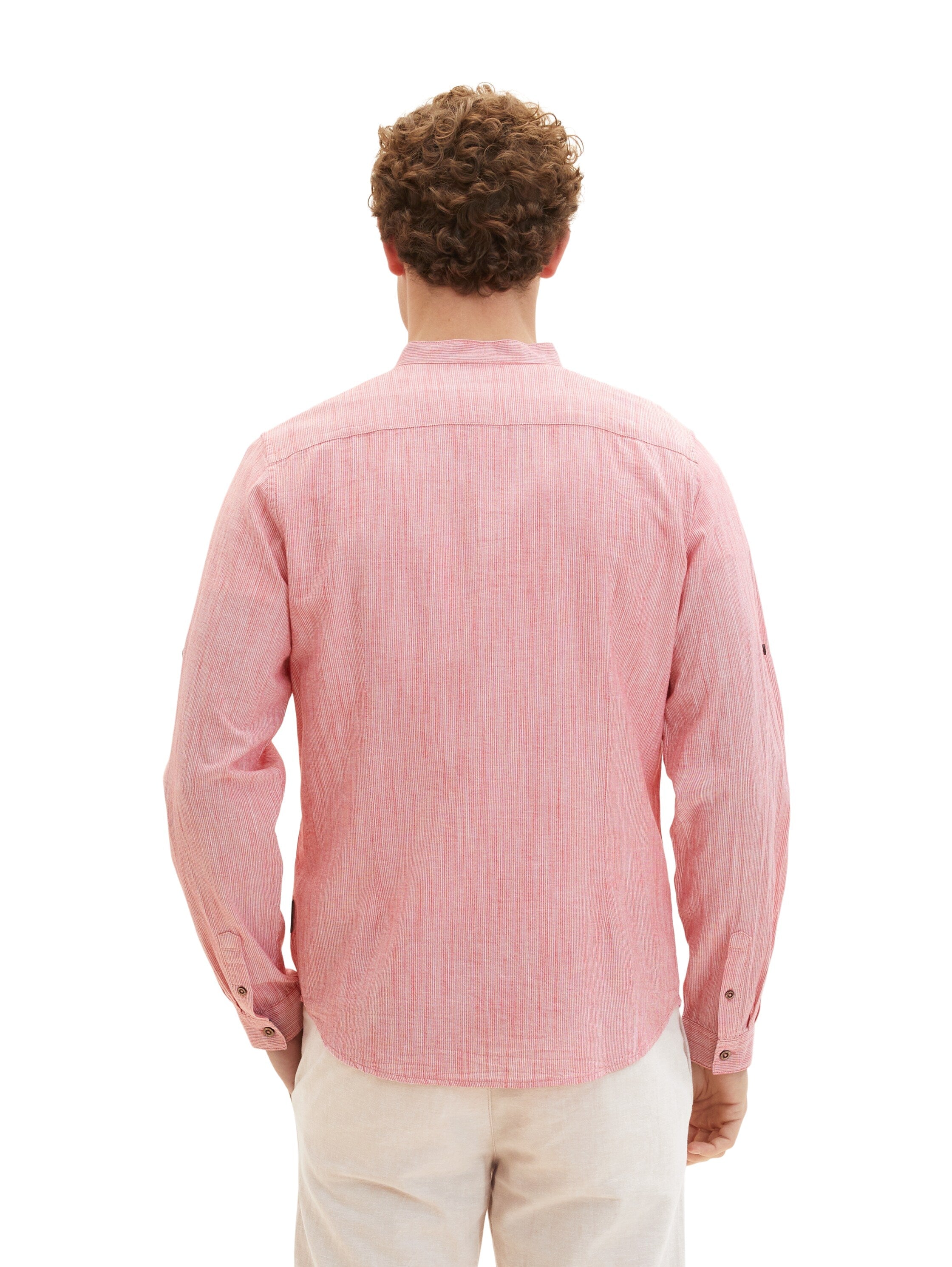 Red Long Sleeve Pinstriped Round Neck Shirt Tom Tailor