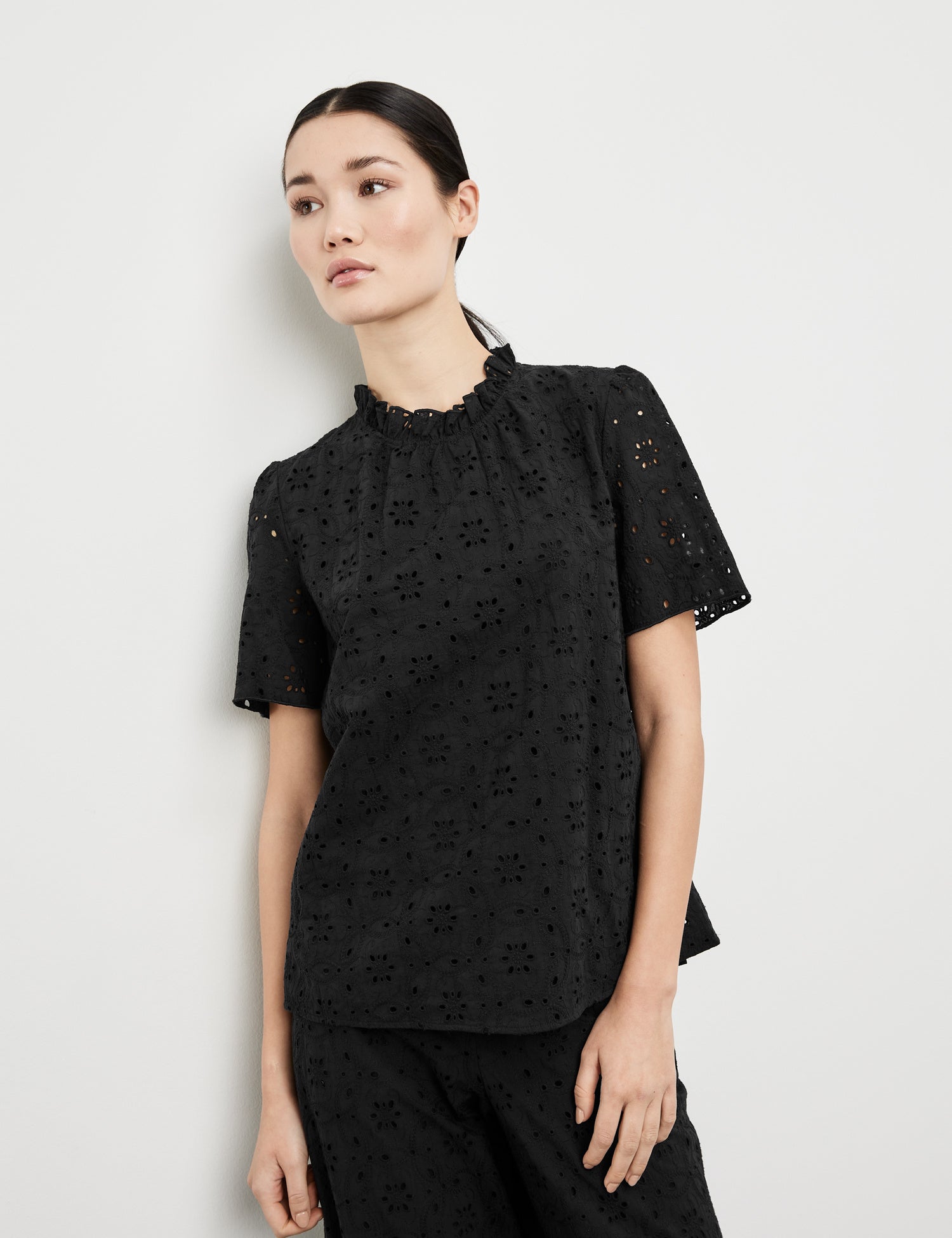 Short Sleeve Blouse With Broderie Anglaise