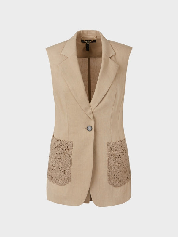 Sleeveless Linen Blazer