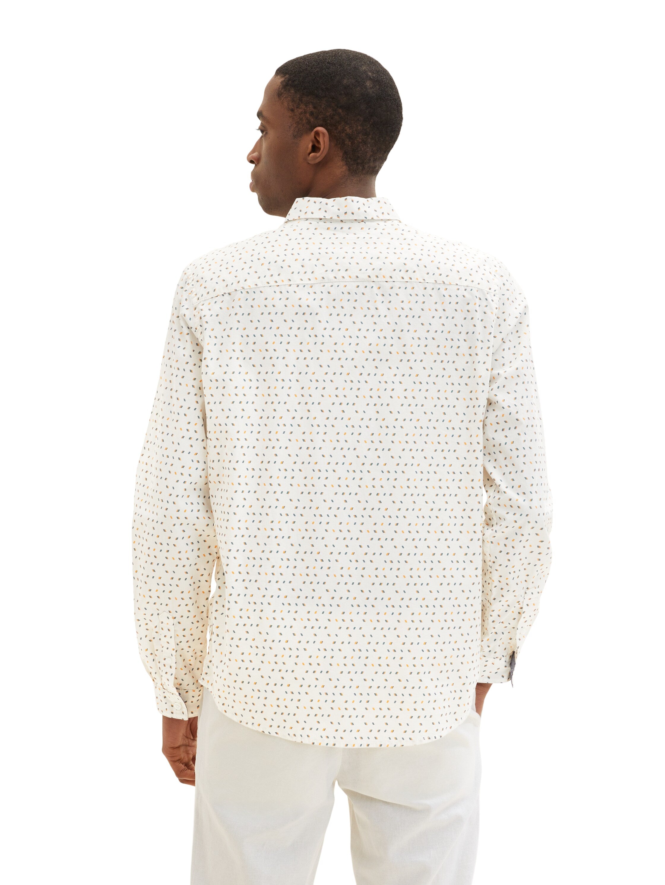 White All-Over Print Long Sleeve Shirt - BEVAVA