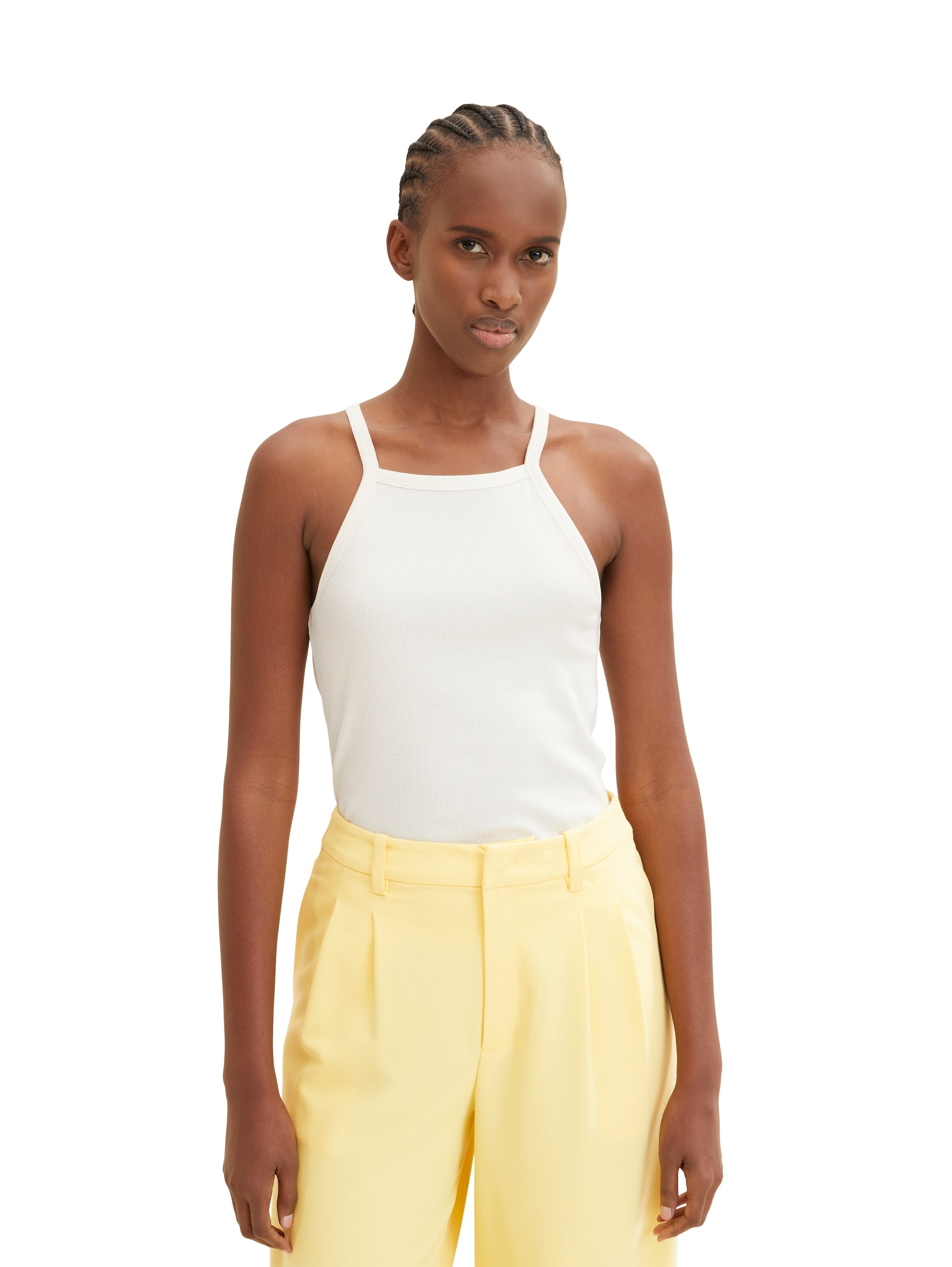 White Halter Neck Tank Top Tom Tailor