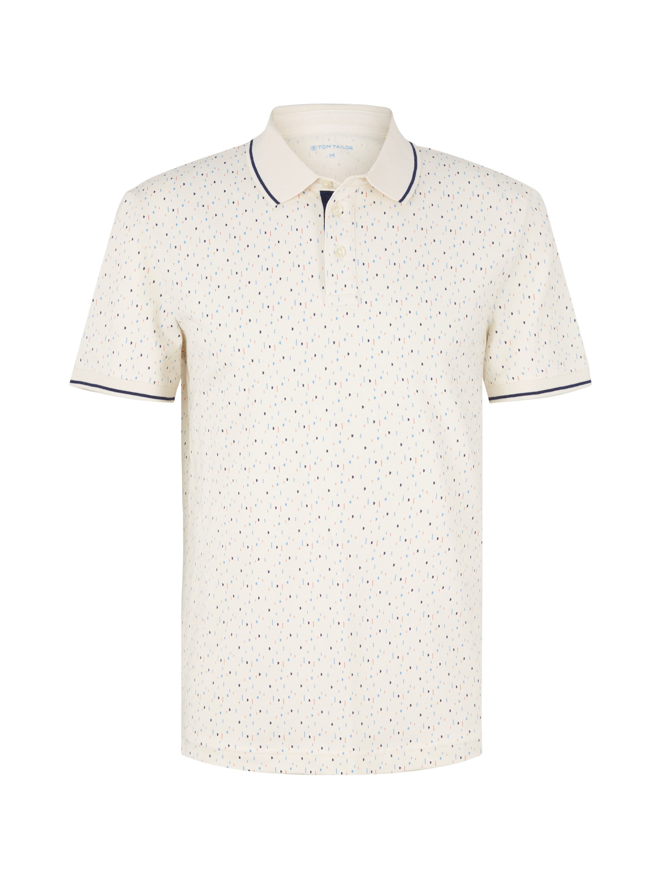 White Polo Shirt Short Sleeves With All-Over Print