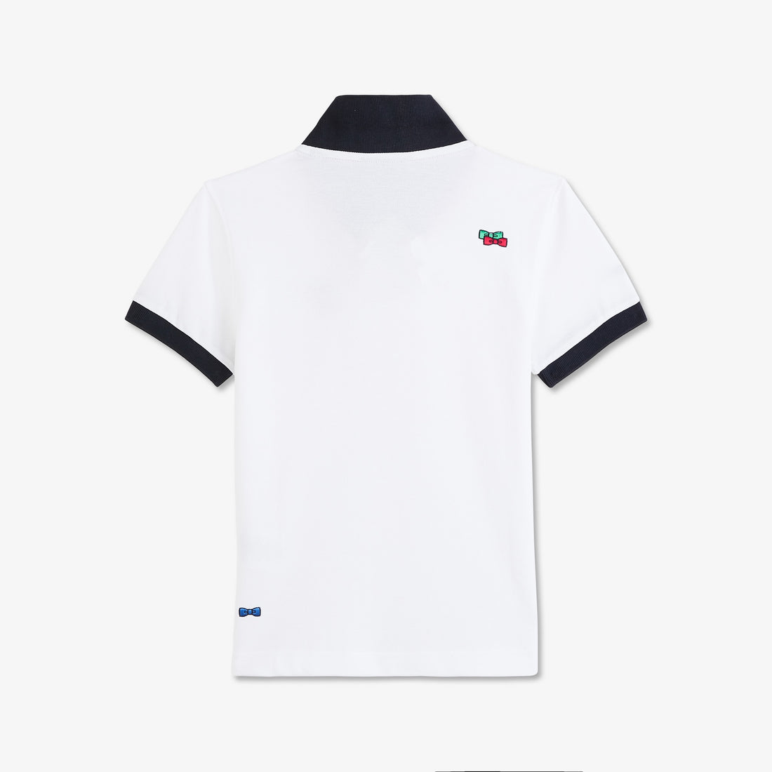White Polo With Multicolour Bow Ties Embroidery - 02