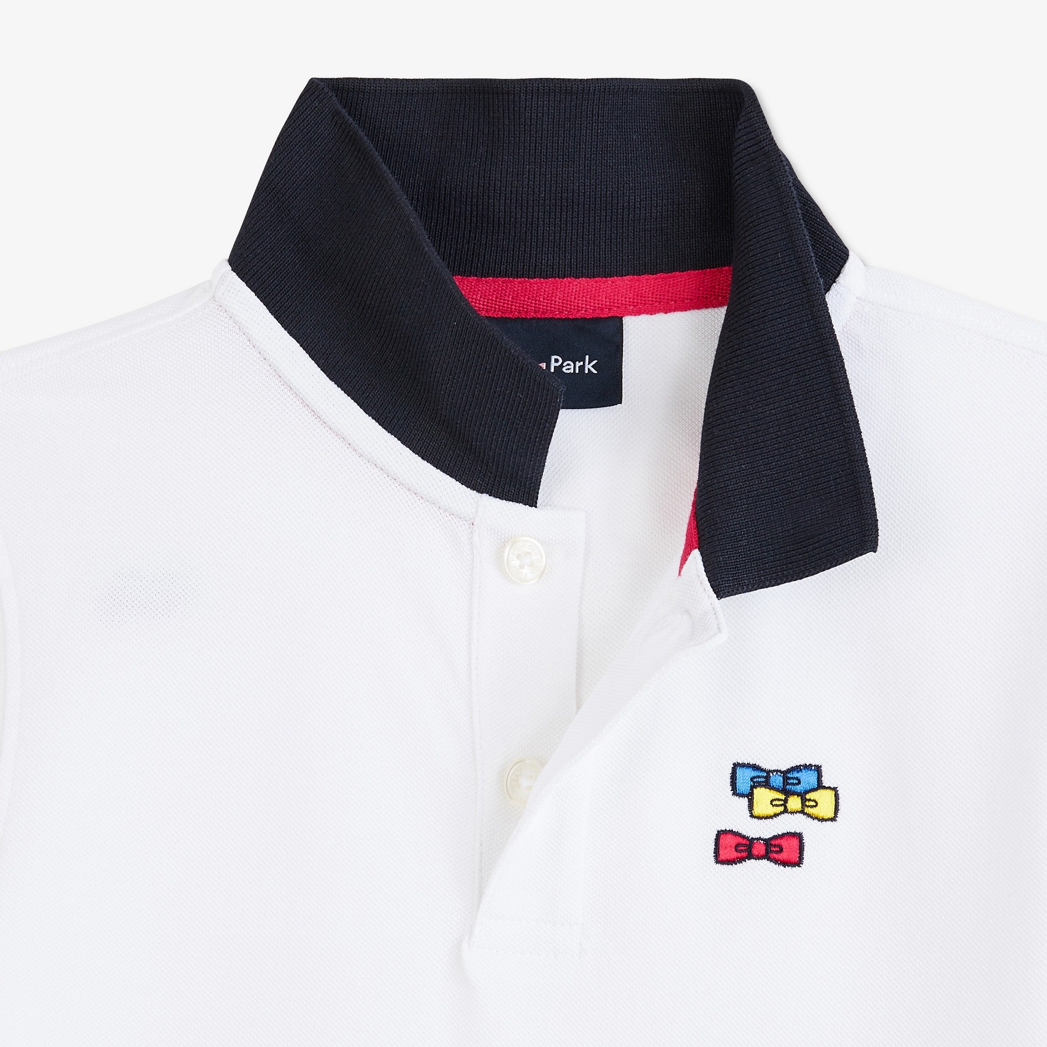 White Polo With Multicolour Bow Ties Embroidery - 03