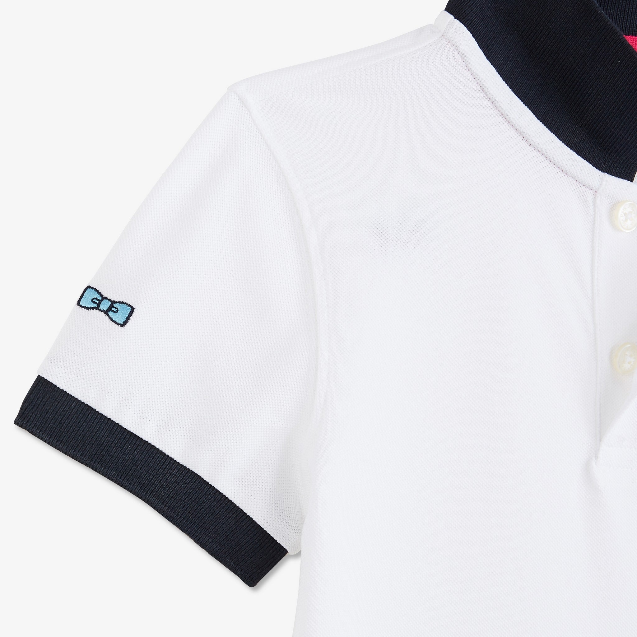 White Polo With Multicolour Bow Ties Embroidery - 04
