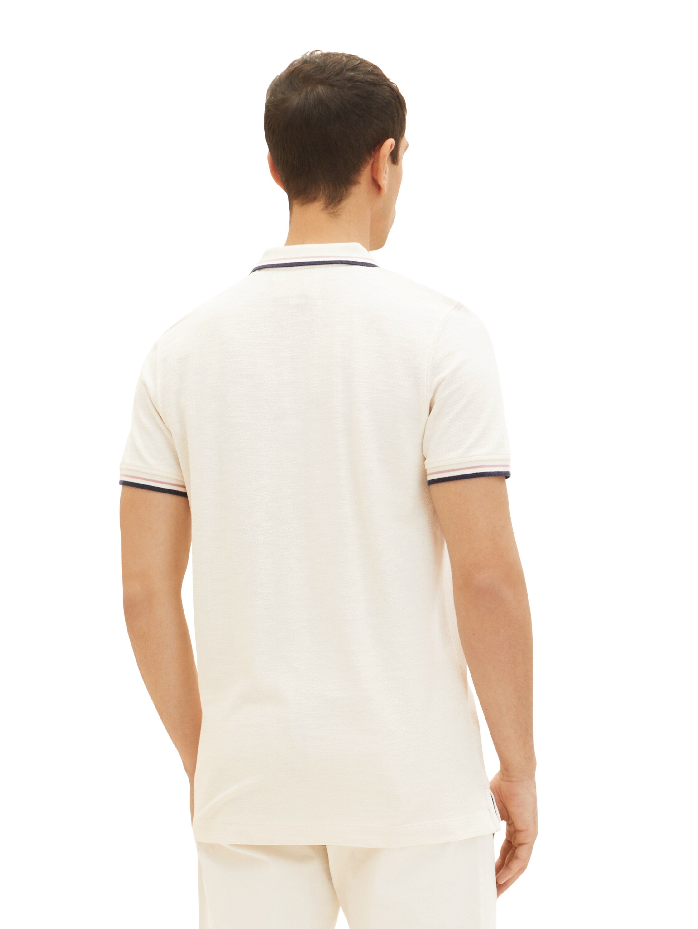 White Short Sleeve Polo Shirt With Brand Logo Tom Tailor