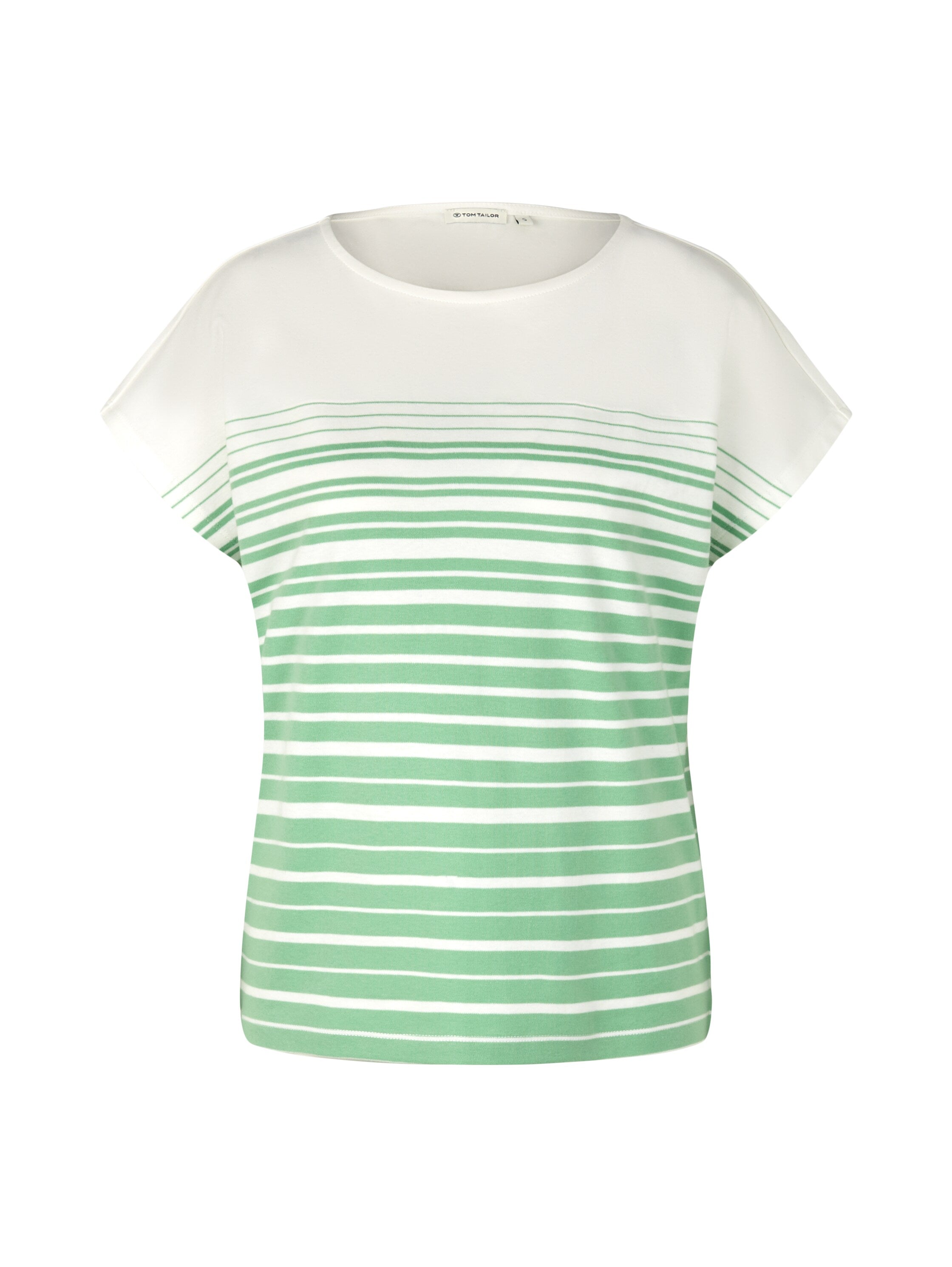 White Short Sleeve T-Shirt With Green Stripes - BEVAVA